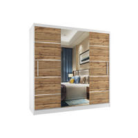 SCHWEBETÜRENSCHRANK Verona MT, Weiß/Goldbraun Matt, 200 cm, mit Spiegel - Braun, Holz (200/216/60cm) - B BELINI GROUP