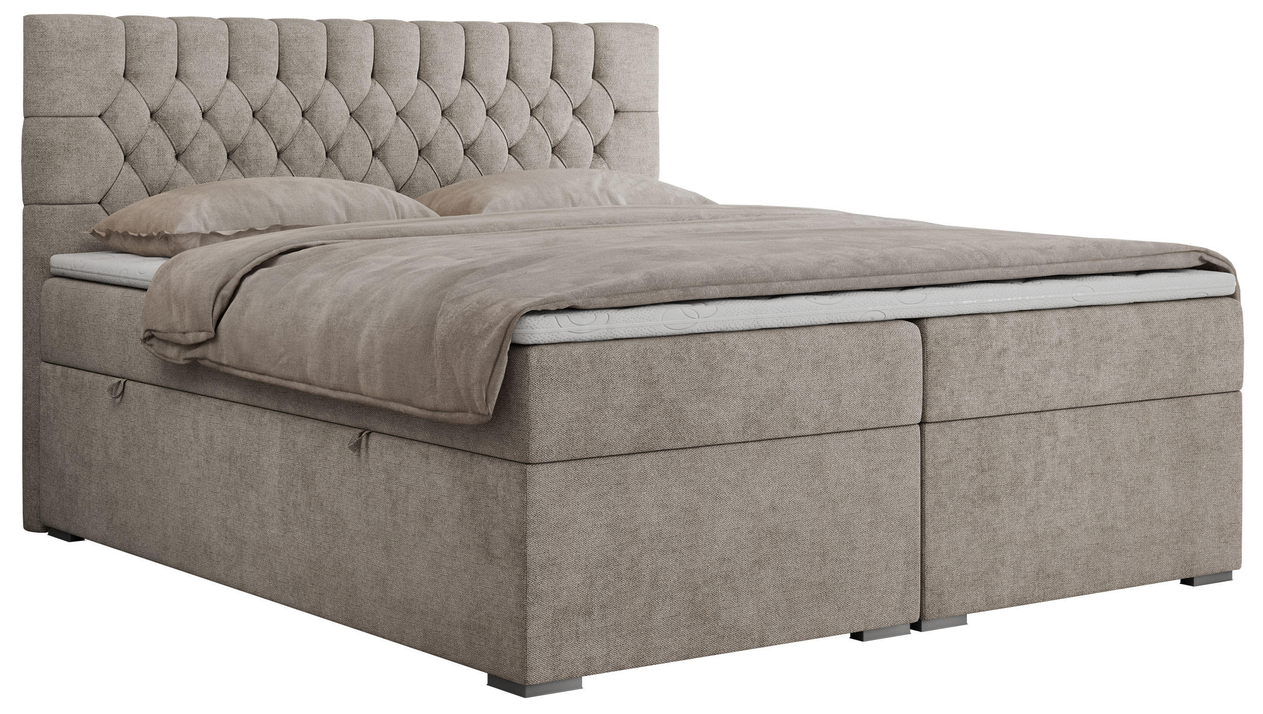 BOXBETT PERA 160/200 Beige Struktur - H3 - Beige, Holz/Textil (160/200cm) - MKS