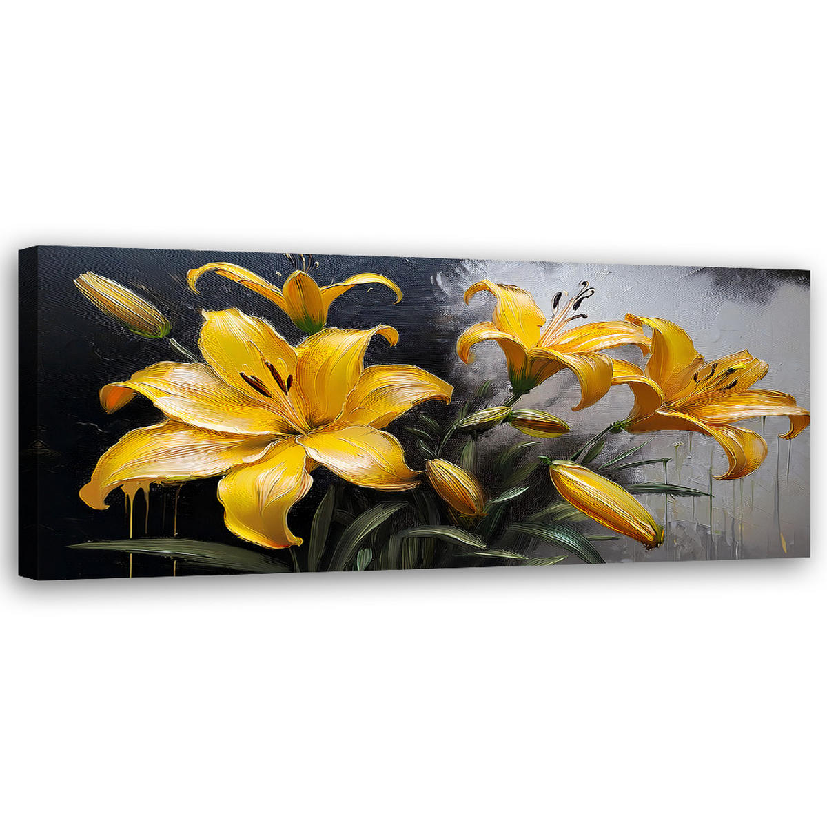 WANDBILD gelbe lilien blumen pflanzen - Gelb, Textil (90/30cm) - Feeby