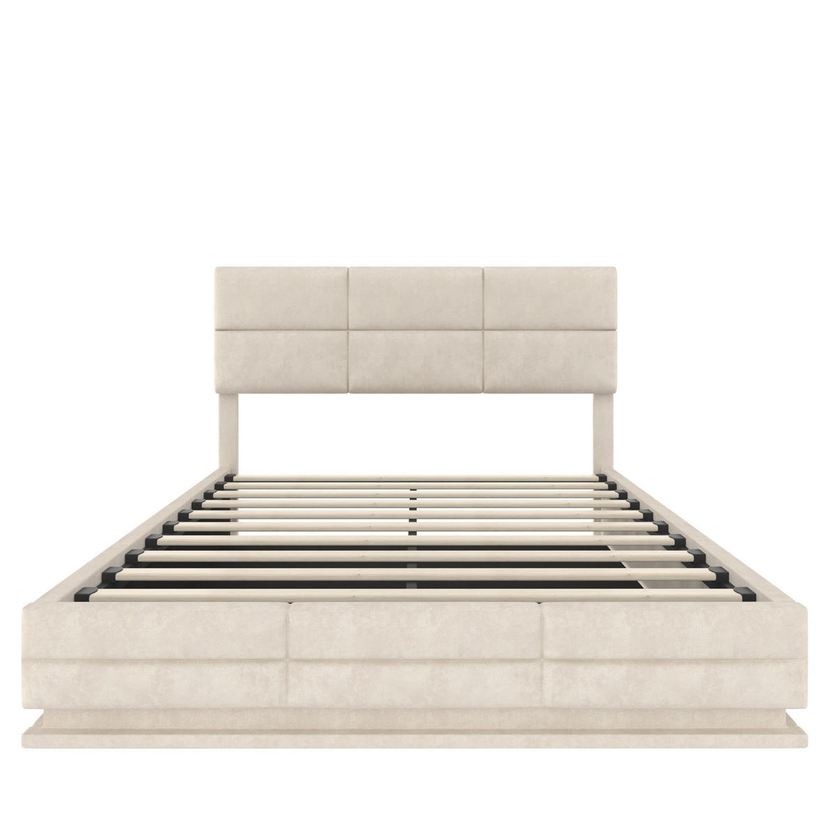 BETT mit Stauraum 140x200 cm Samt Beige - Beige, Metall (140/200cm) - Meubliv