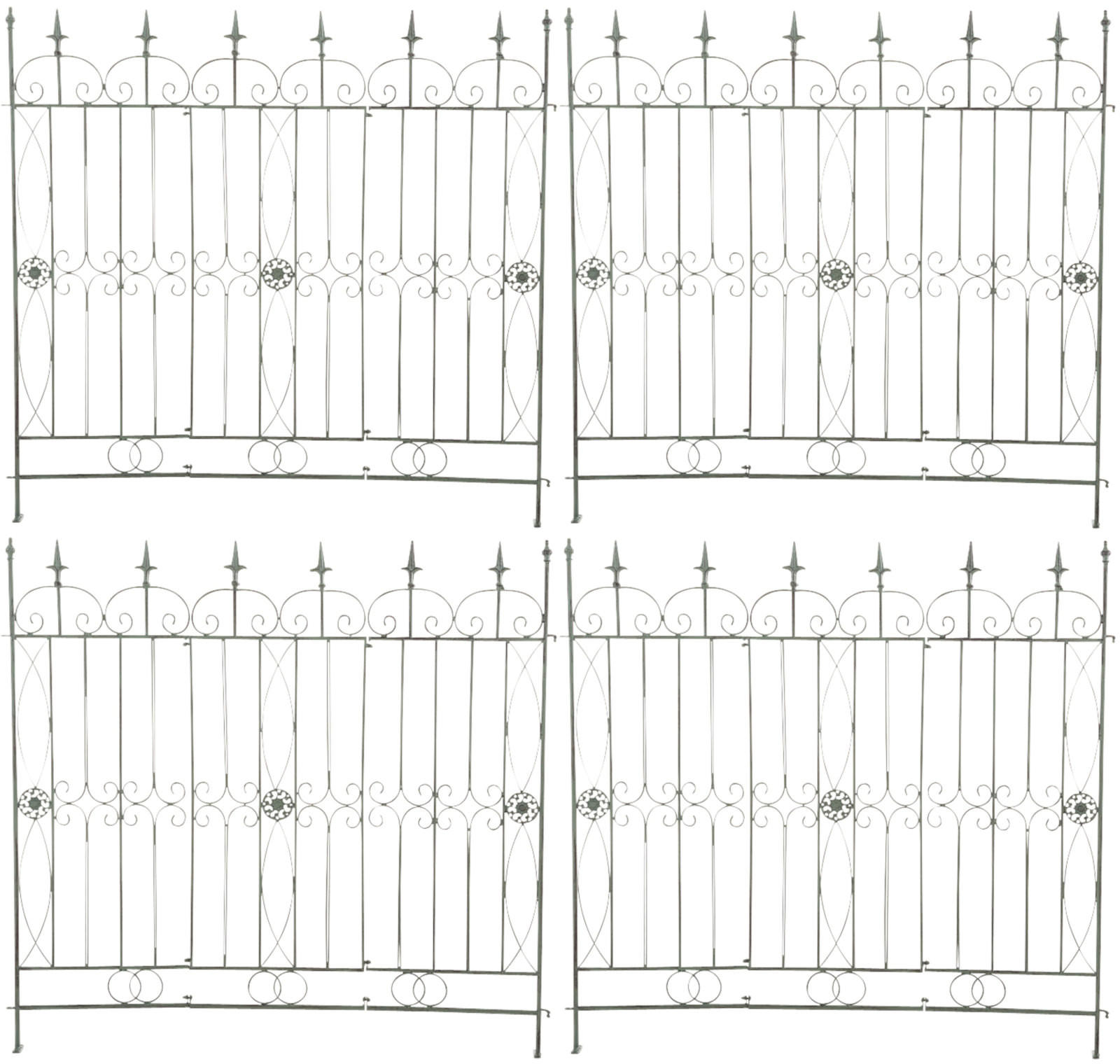 GARTENZAUN 4er Set Metall antik-grün - Grün, Metall (124/116cm) - CLP