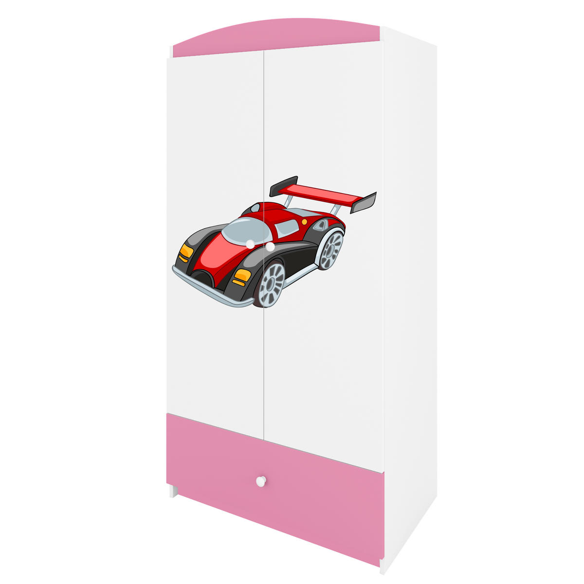 KINDERKLEIDERSCHRANK Rennwagen - Hellrosa, Holzwerkstoff (90/175/52cm) - RAUMHIRSCH FURNITURE