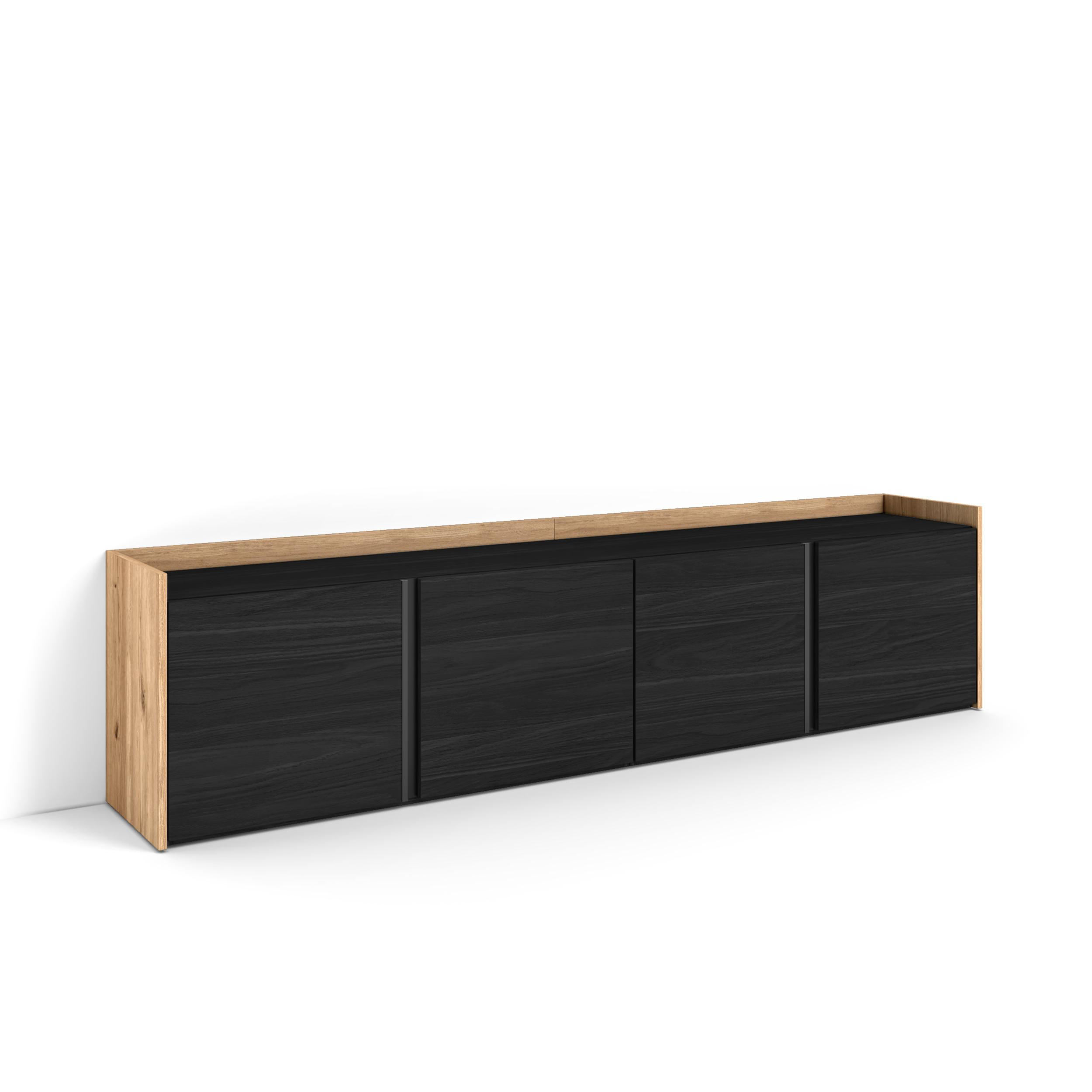 Skraut Home Lowboard, Schwarz 207x50x35 cm