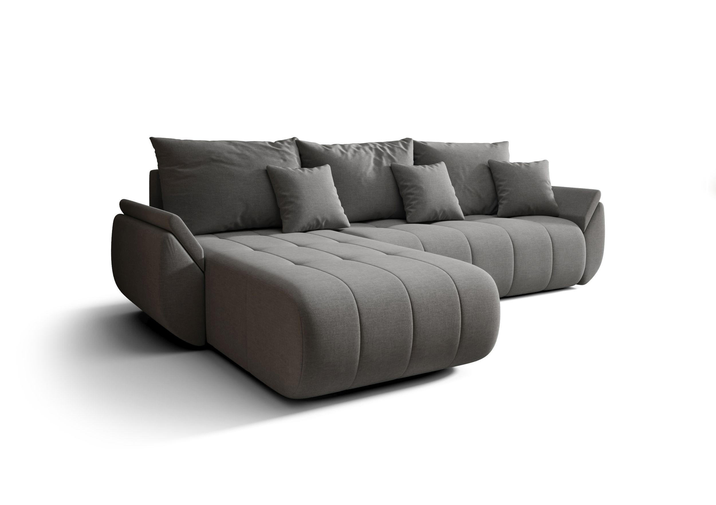 ECKSOFA mit Schlaffunktion TOKYO L Wind 90 - Dunkelgrau, Textil (280/185cm) - Bedante