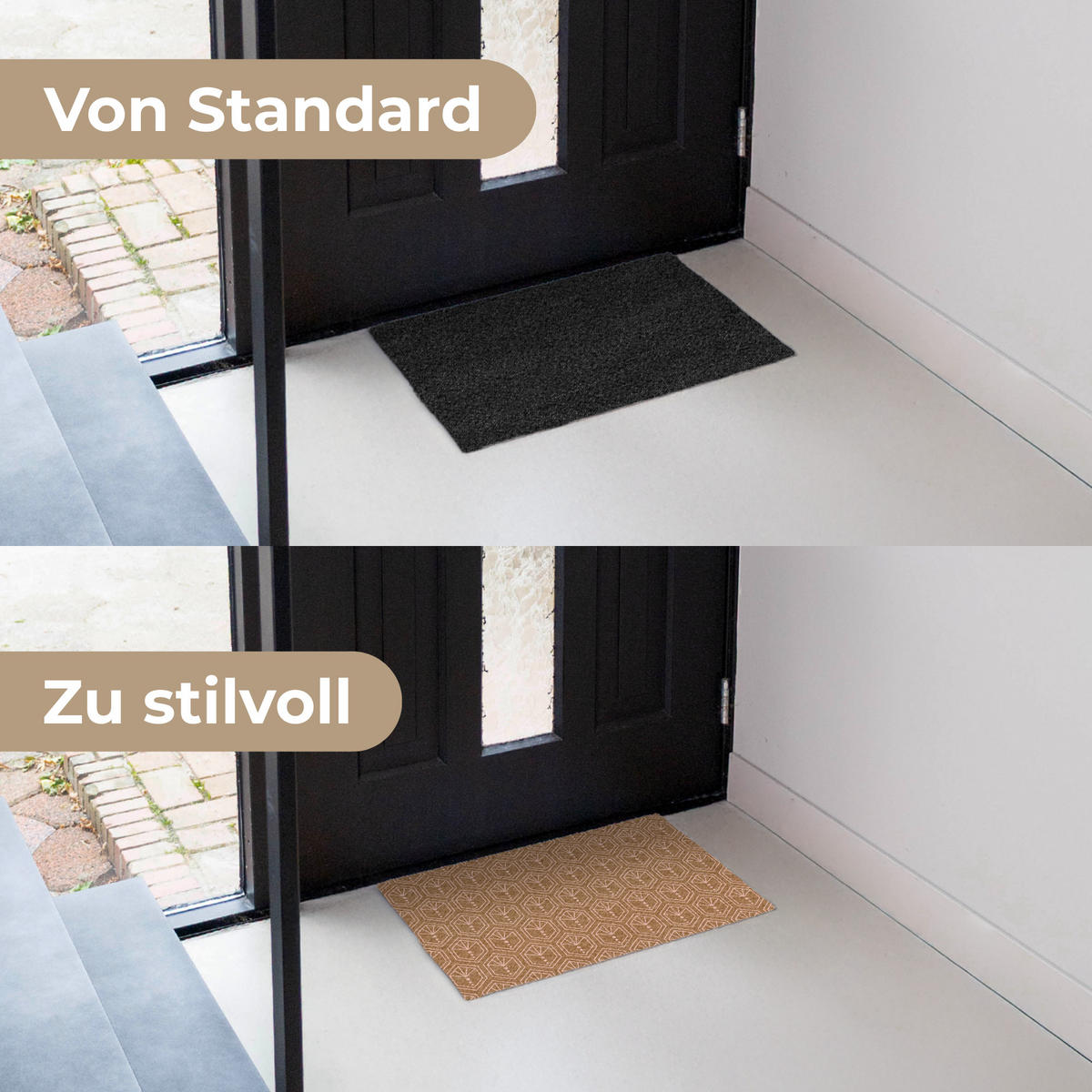 FUSSMATTE Braun - Rosa - Geometrisch - Gemustert 60x40 cm - Braun, Kunststoff (60/0.4cm) - MuchoWow