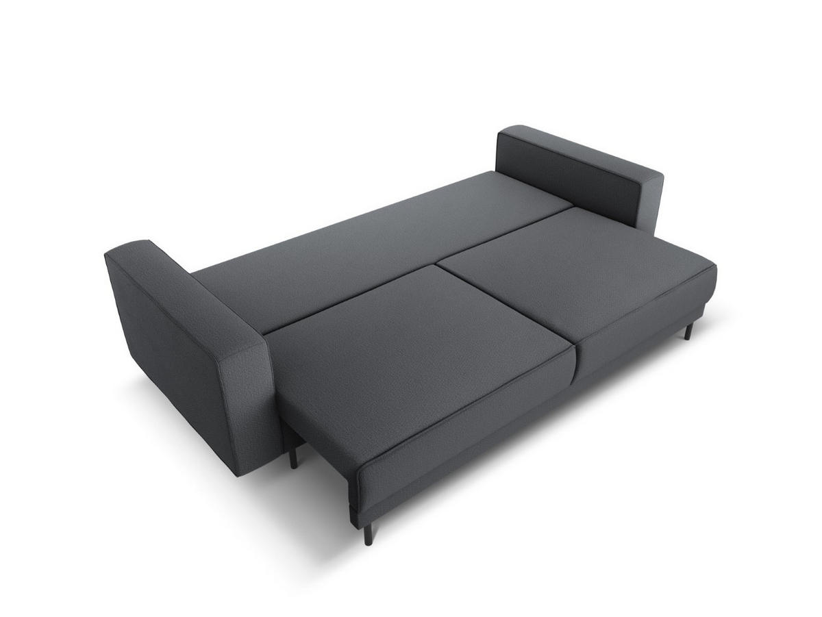 AUSKLAPPBARES-SOFA mit Bettkasten Caro aus strukturiertem Stoff dunkelgrau 3 Sitzplätze - Dunkelgrau, Textil (97/93/236cm) - Micadoni