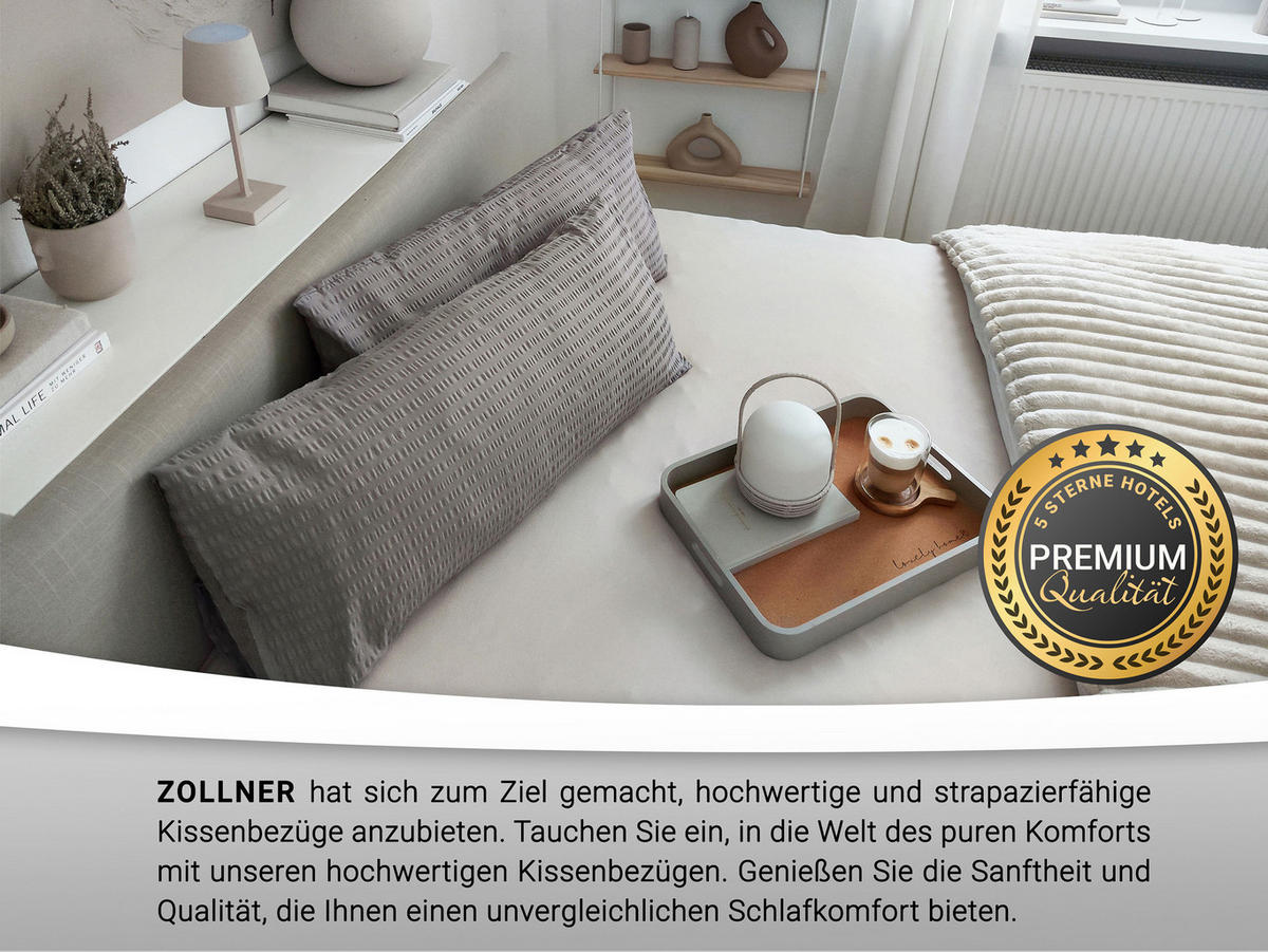 KISSENBEZUG, 2er-Set, 40x80 cm, 100% Baumwolle, Grau - Grau, Textil (40/80cm) - Zollner