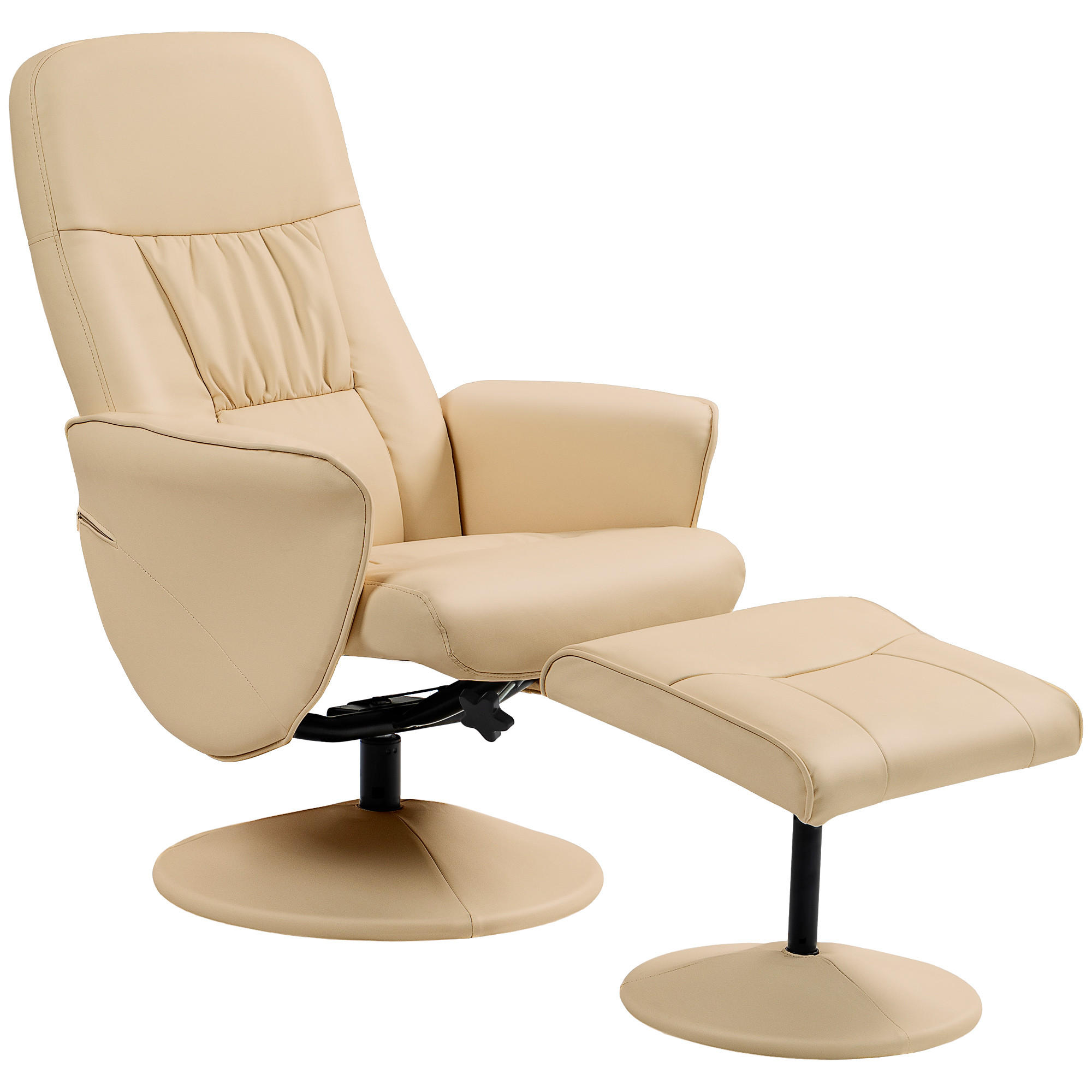RELAXSESSEL DE-17377 360° drehbar, 145° verstellbar mit Fußstütze - Beige, Holz (81/101/76cm) - ComfortXL