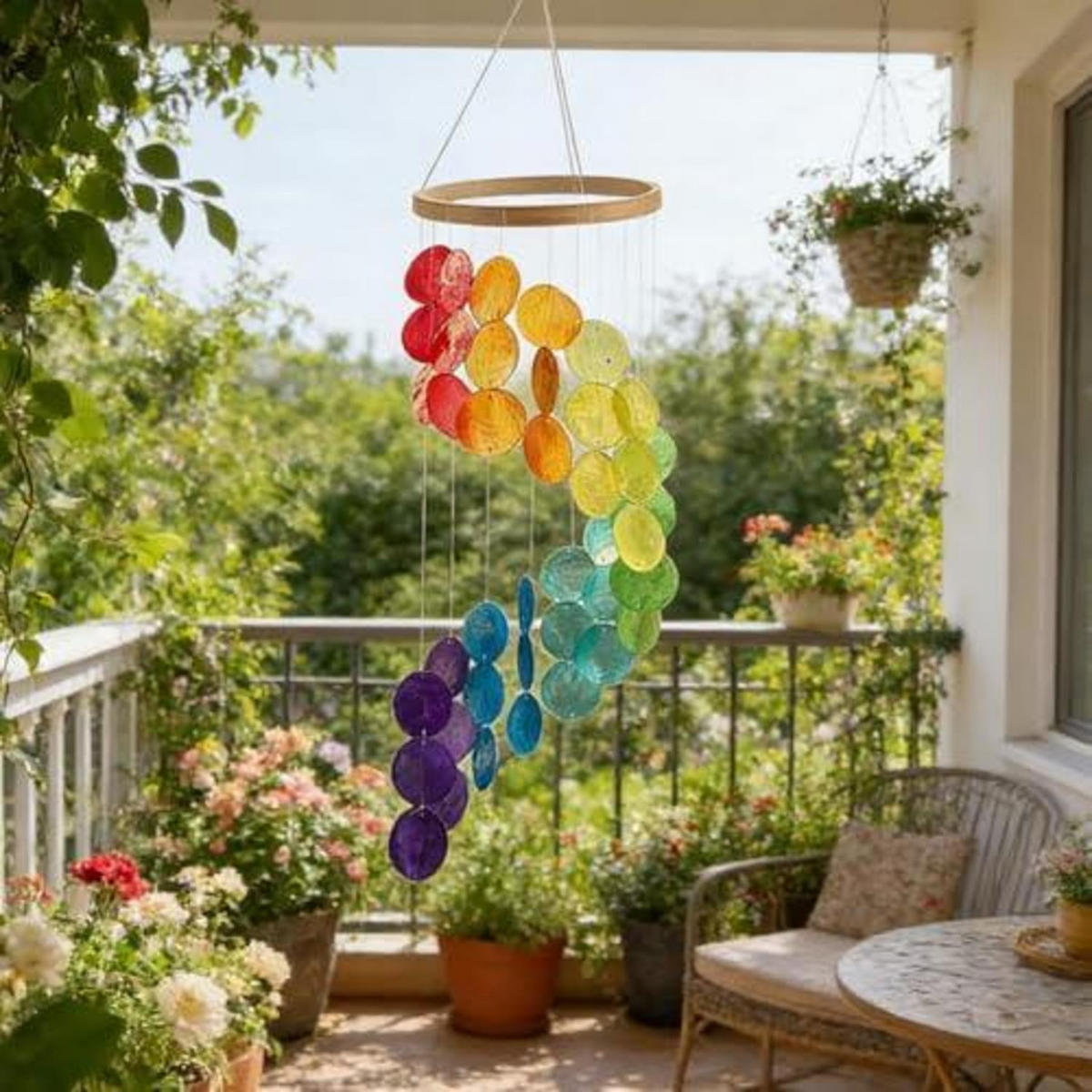 WINDSPIEL Muscheln Bunt Holzring - Multicolor, Naturmaterialien (77/17/77cm)