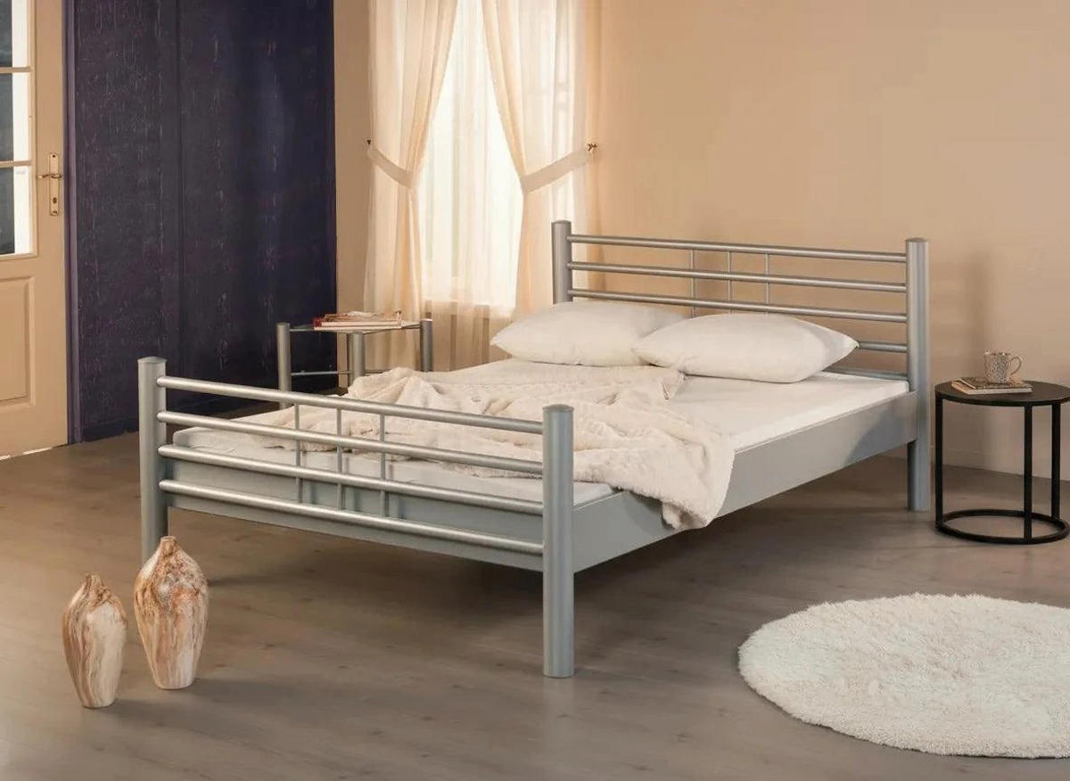 METALLBETT Lea / 160 x 220 cm / silbergrau - Silberfarben, Metall (160/220cm) - BED BOX
