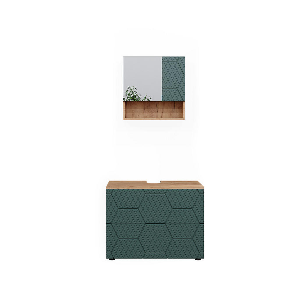 SET MOBILIER BAIE Irma, Verde/Stejar auriu, 2 piese