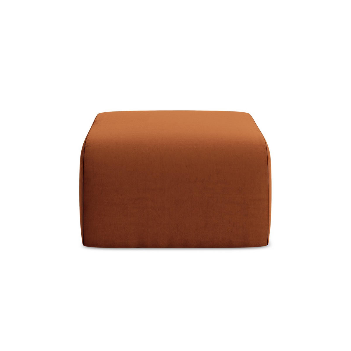 POUF Samt Stoff Orange - Terracotta/Schwarz, Holzwerkstoff/Kunststoff (72/42/94cm) - LaMiaSofa