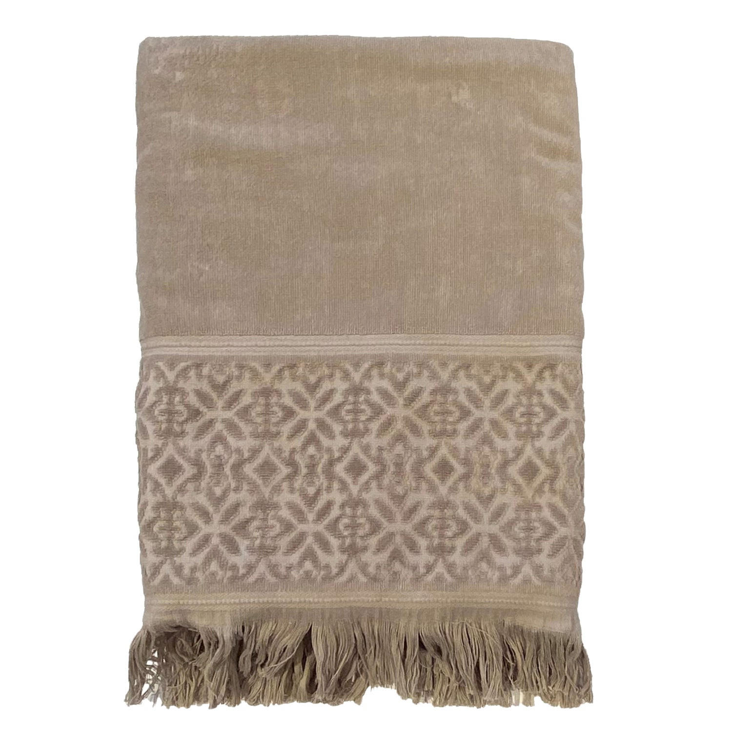 BADETUCH Velours uni Romance Taupe 90x170 460g/m² - Beige, Textil (90/170cm) - LE COMPTOIR DE LA PLAGE