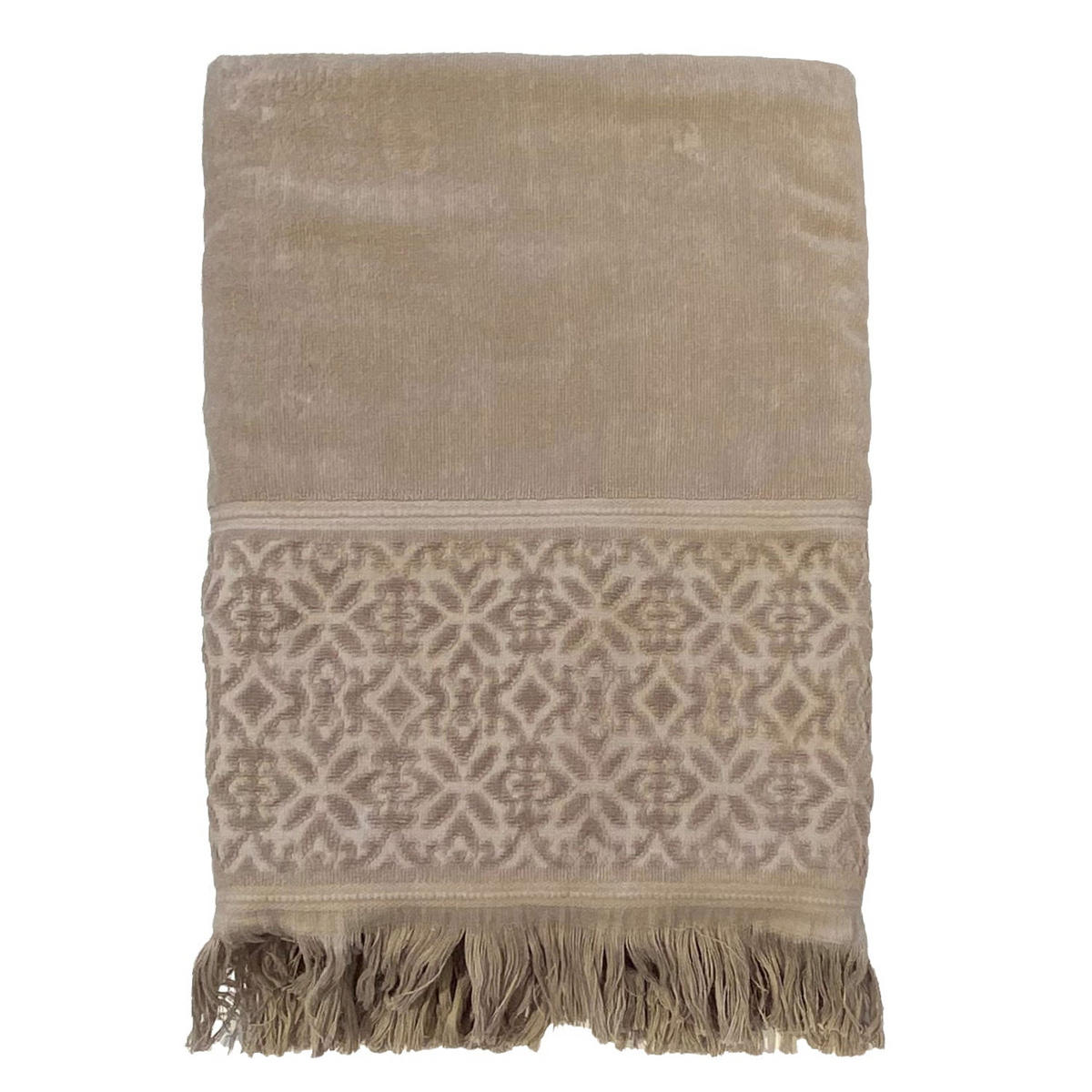 BADETUCH Velours uni Romance Taupe 90x170 460g/m² - Beige, Textil (90/170cm) - LE COMPTOIR DE LA PLAGE