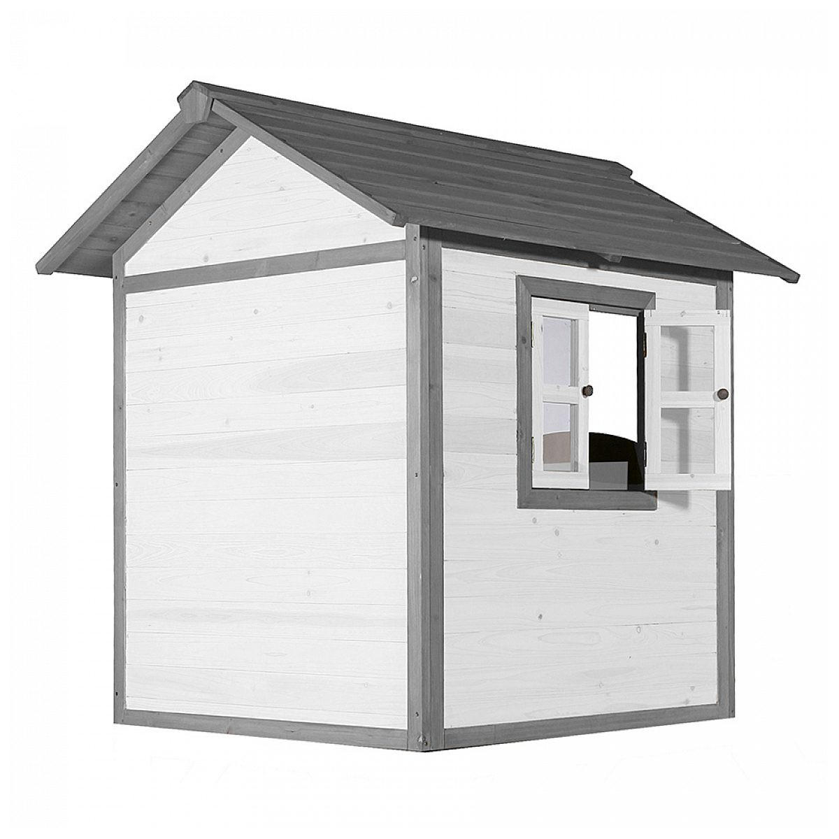 SPIELHAUS Cabin Lodge in Holz Grauweiß - Schwarz, Holz (111/133/135cm) - Axi House