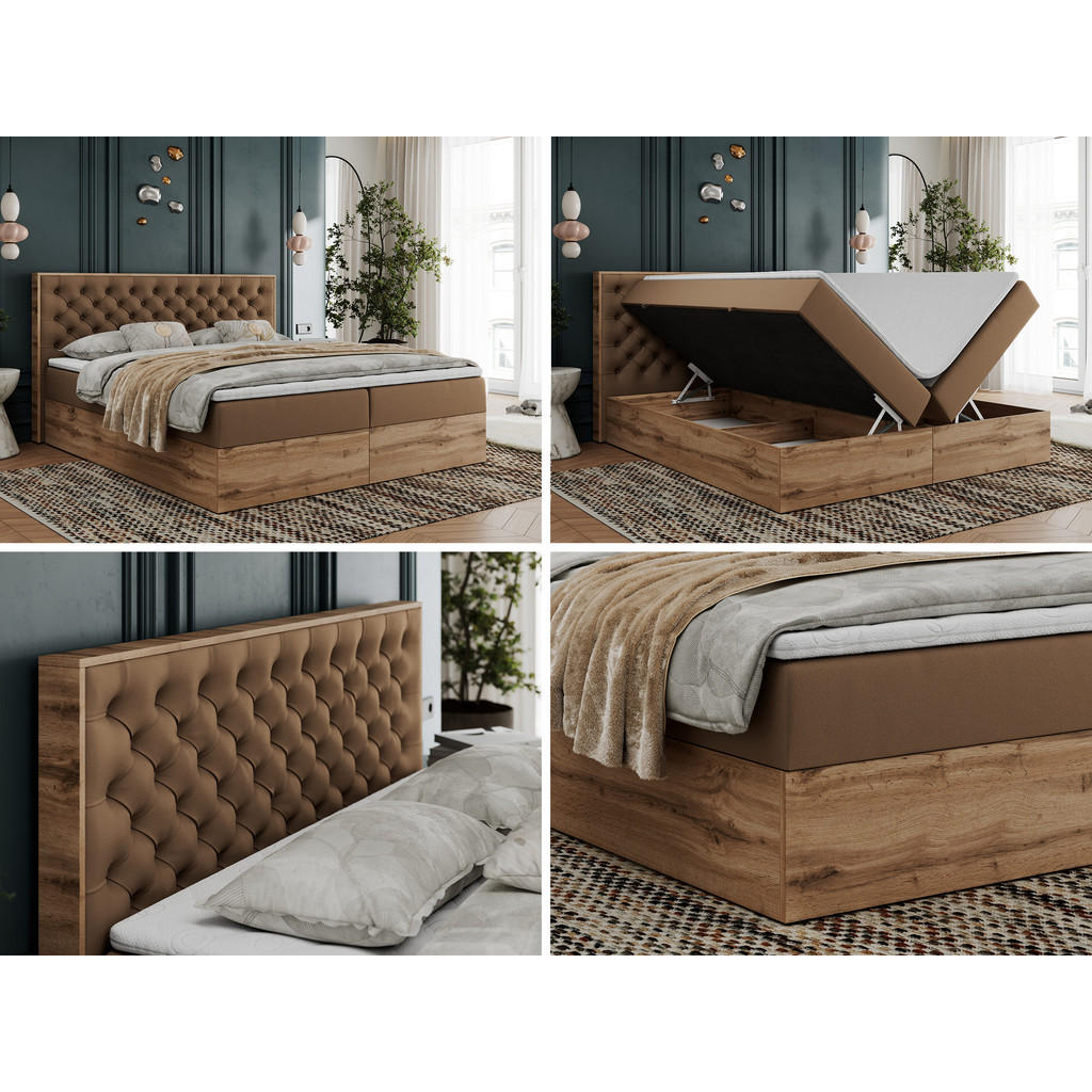 Thumbnail - MKS Boxbett, Braun, Textil, 2-Sitzer, H4, 7-Zonen, Rechteckig, 120x200 cm, Schlafzimmer, Betten, Boxspringbetten