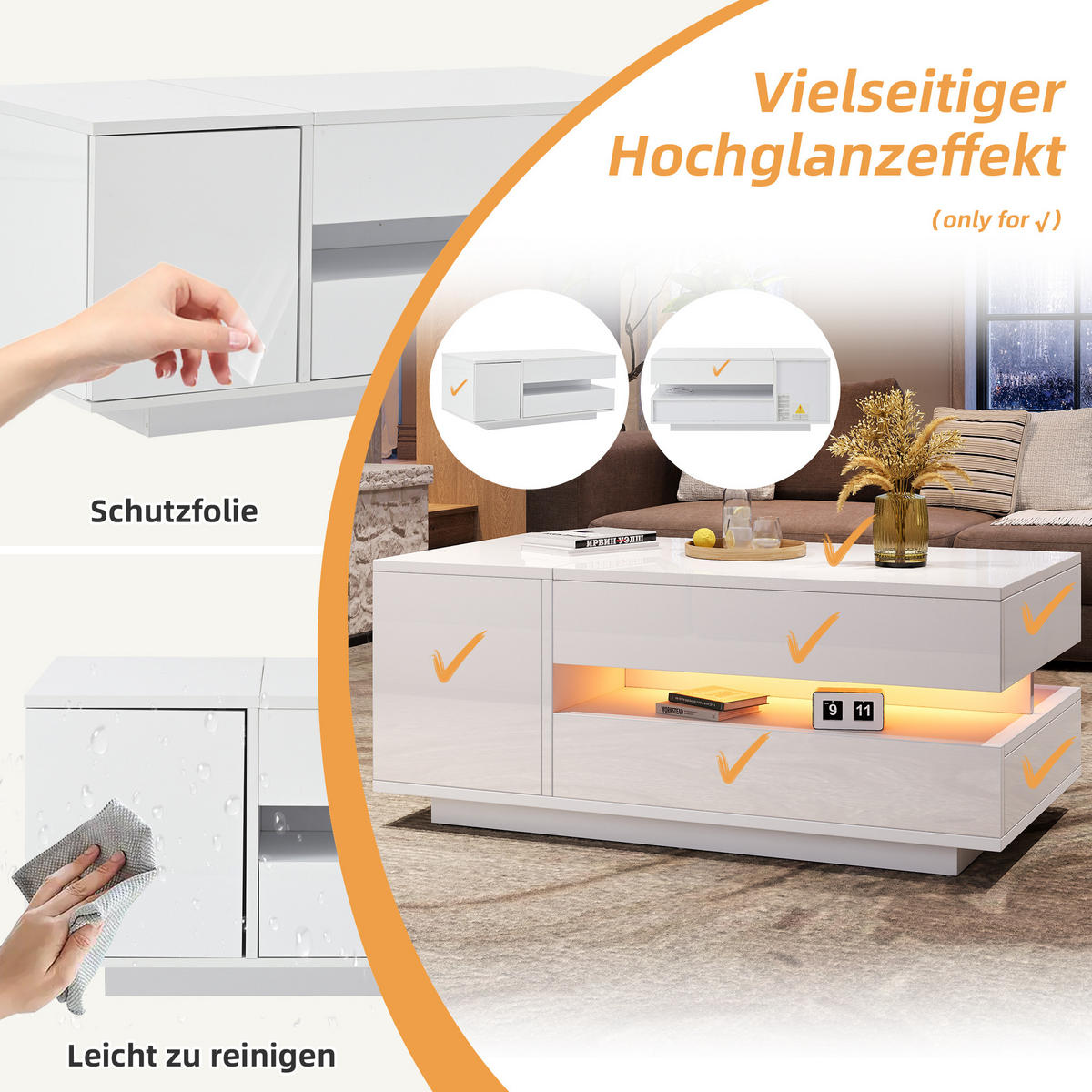 COUCHTISCH Weiß - Weiß, Holzwerkstoff (95/50/34.5cm)