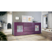 SIDEBOARD Noah Brombeer Hochglanz - Brombeere, Holzwerkstoff (166/72/35cm) - Vladon