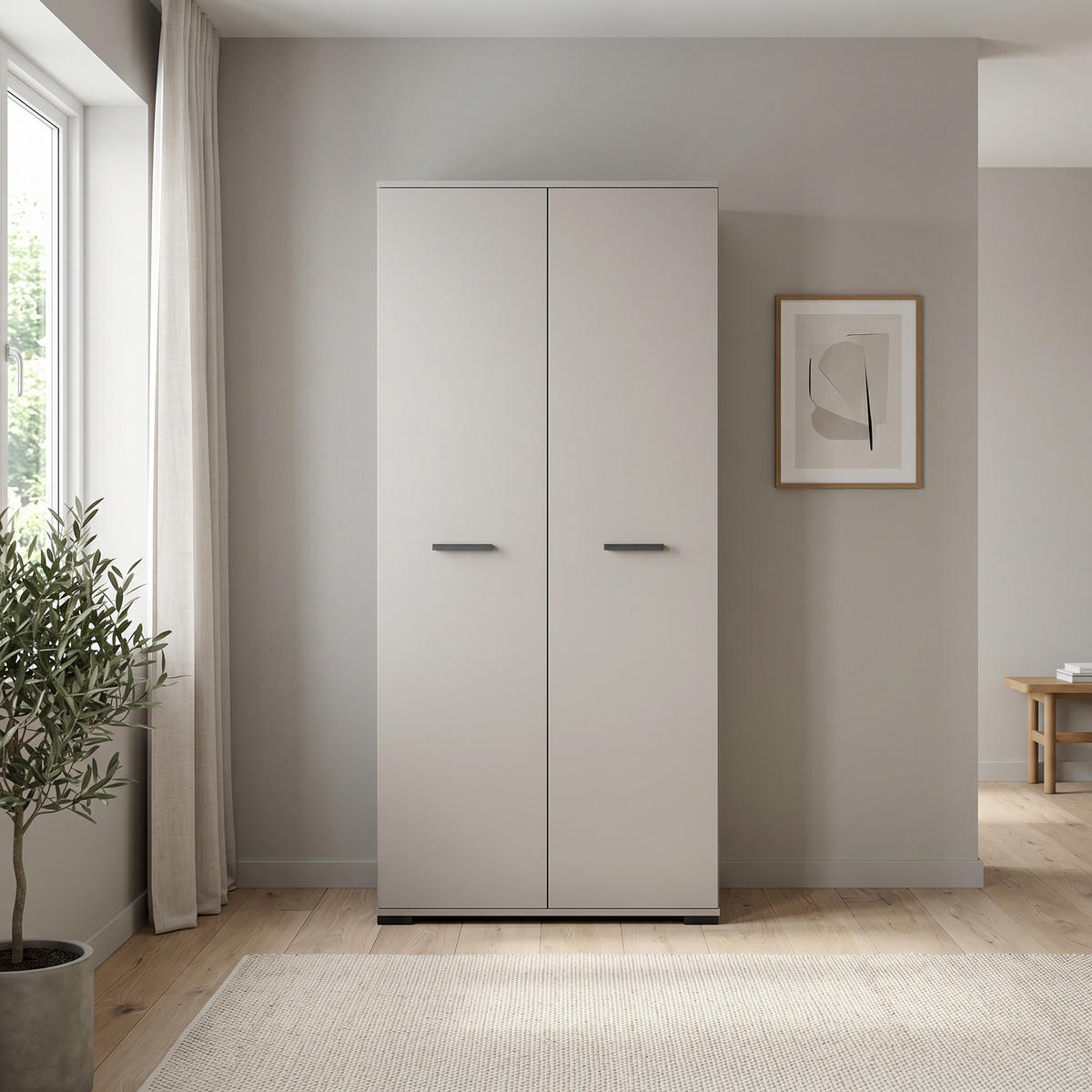 DREHTÜRENSCHRANK ALBANO 90/186/56cm 2-türig Kaschmir - Kaschmir, Holzwerkstoff (90/186/56cm) - MASSENO