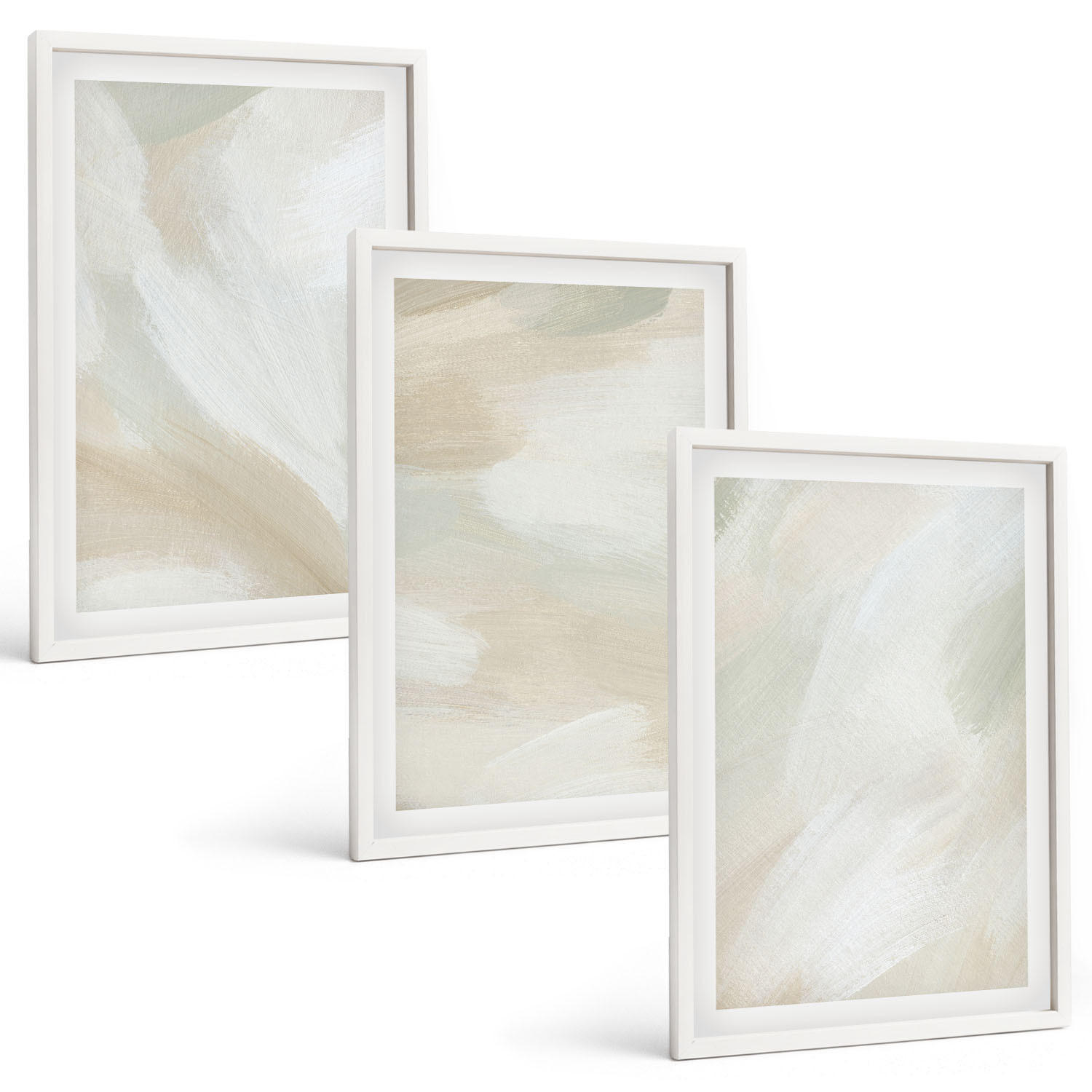 BILDER SET 3er Set - 40x60 cm Weißer Rahmen - Minimalismus der Farbstruktur - Weiß, Kunststoff (40/60cm) - TULUP