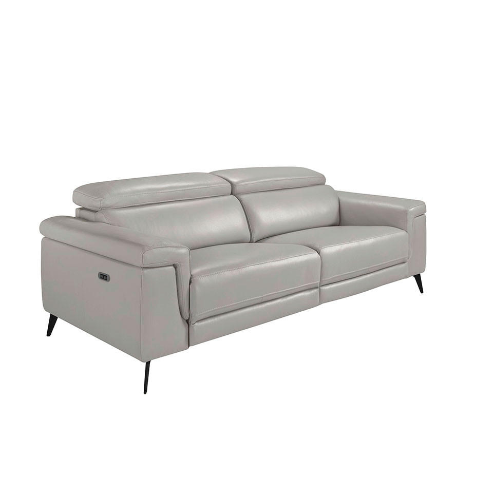 SOFA 3-SITZER Hellgrau | Schwarz 215/103/99 cm - Hellgrau/Schwarz, Leder (215/99/103cm) - ANGEL CERDA
