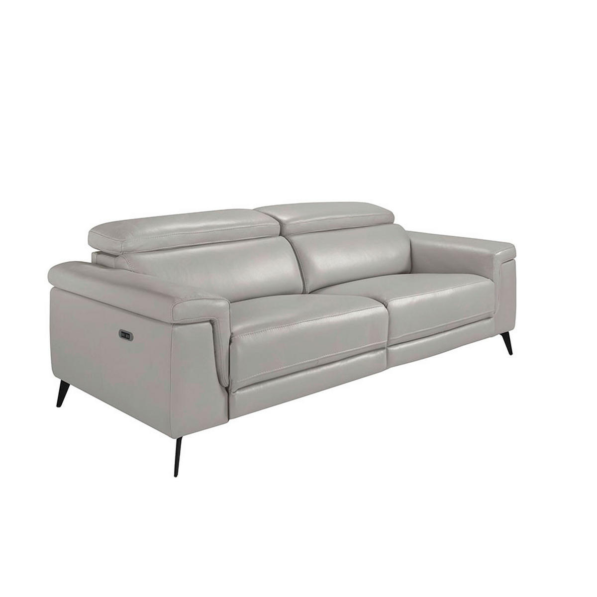 SOFA 3-SITZER Hellgrau Schwarz 215/103/99 cm - Hellgrau/Schwarz, Leder (215/99/103cm) - ANGEL CERDA