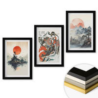 WANDBILDER 3er-Set - 20x30 cm Schwarzer Rahmen - Asiatische Japandi-Malereien - Schwarz, Kunststoff (20/30cm) - ArtPrintCave