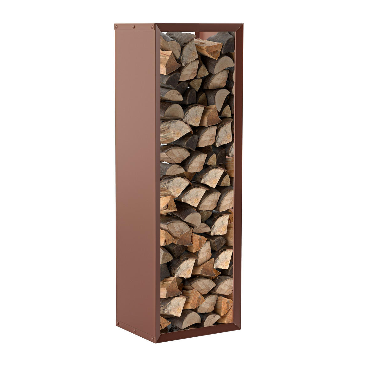 BRENNHOLZREGAL Wooker high Kaminholzregal Holzlagersystem Braun 49 x 149 cm - Braun, Metall (49/149/149cm) - Alberts
