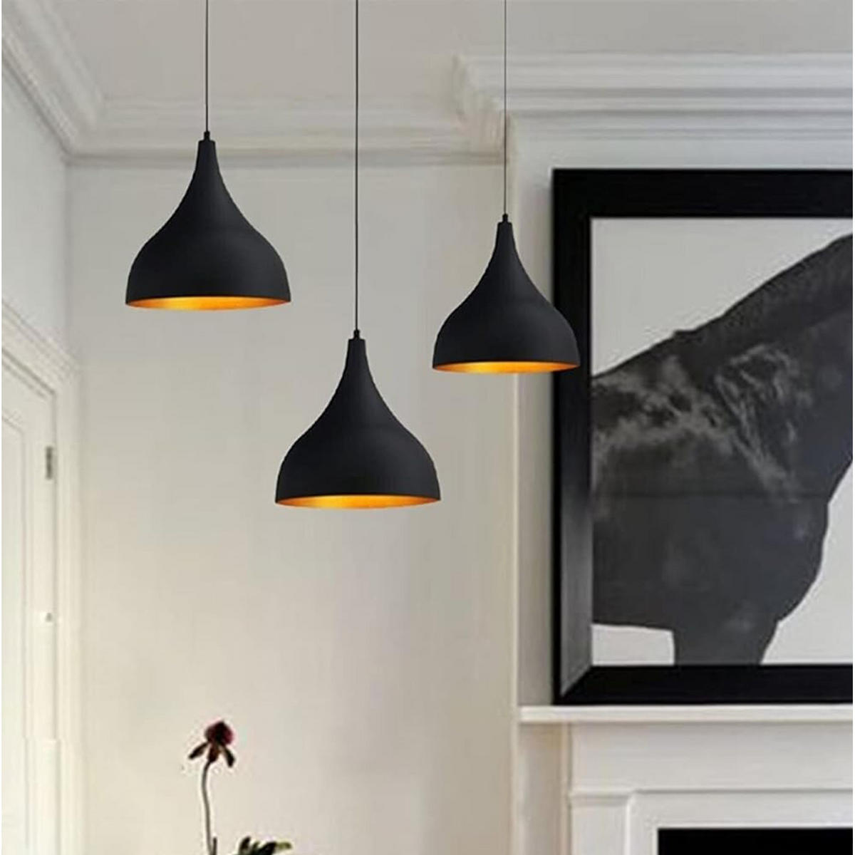 PENDELLEUCHTE Adash 26/28 cm - Goldfarben/Schwarz, Metall (26/28cm) - Bamyum