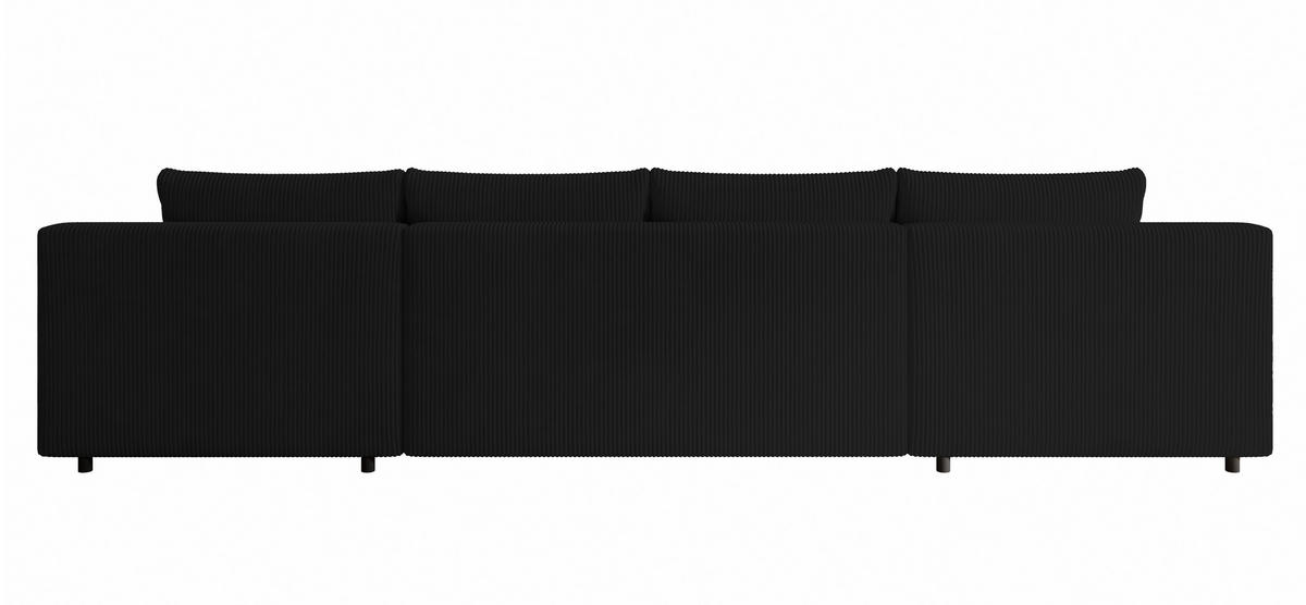 WOHNLANDSCHAFT Nelly U mit Bettkasten und Schlaffunktion, Cordstoff in U-Form - Schwarz, Textil (349/80/185cm)