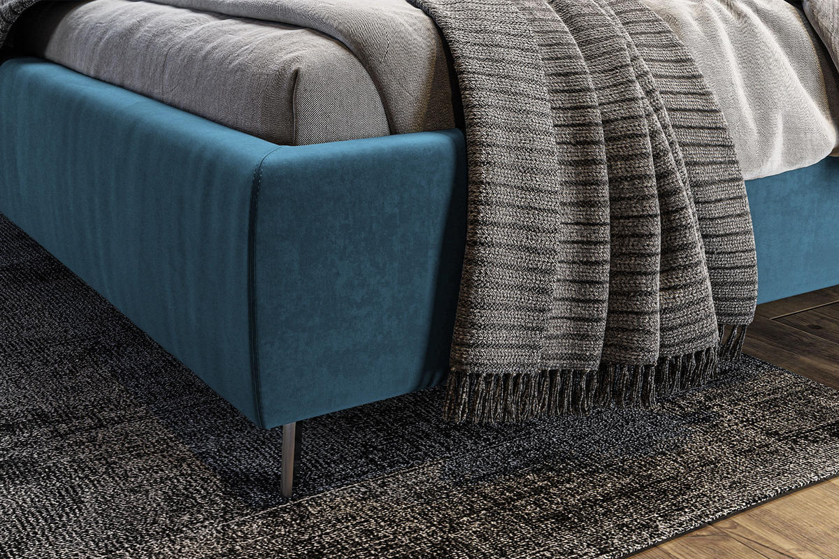 POLSTERBETT ANNY Petrol Massivholz - Petrol, Textil (180/200cm) - KAWOLA