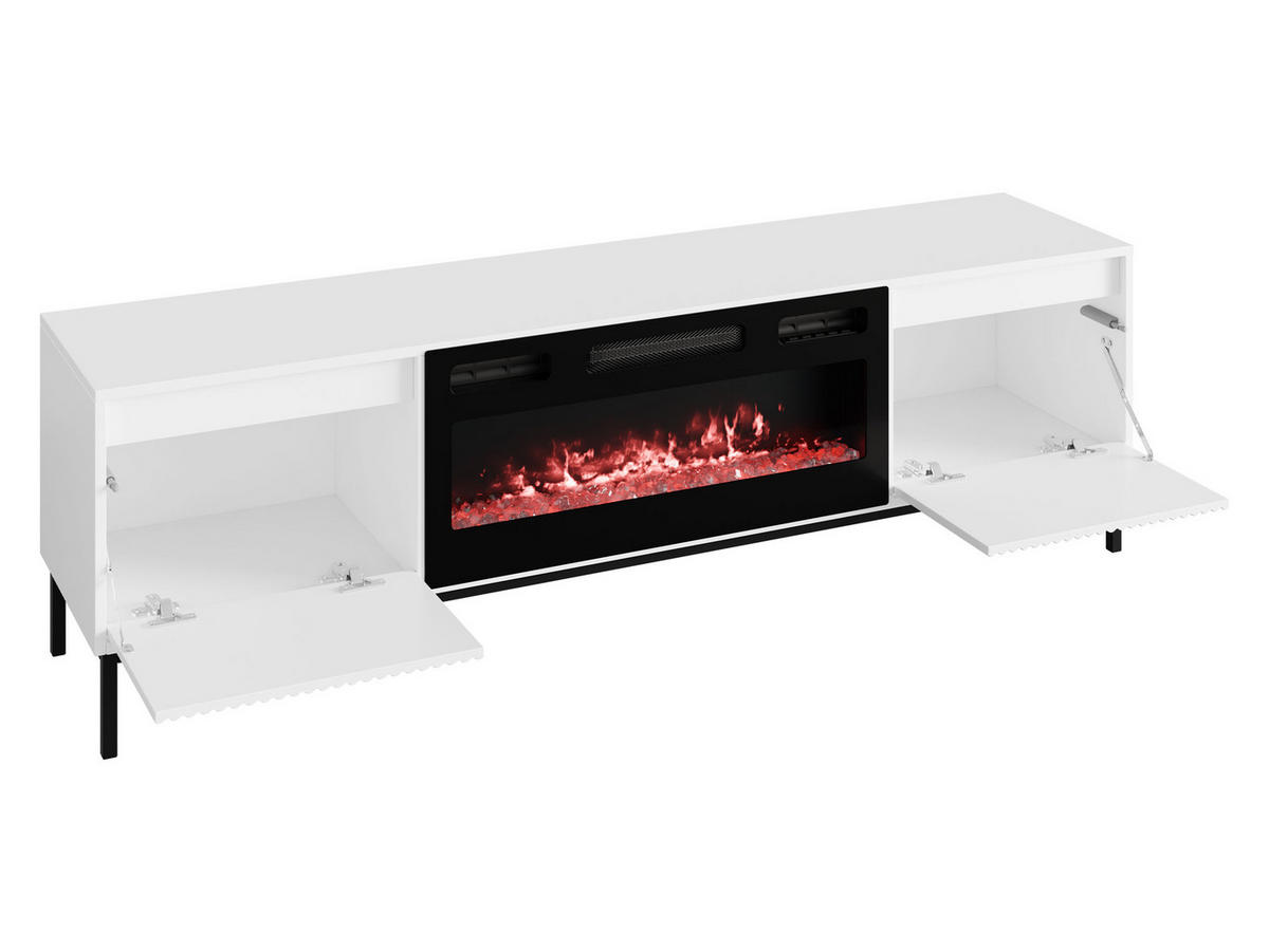 TV-LOWBOARD Ozmi 2K EF mit Kamin - Schwarz/Weiß, Holzwerkstoff/Metall (174/52/40cm) - MIRJAN24