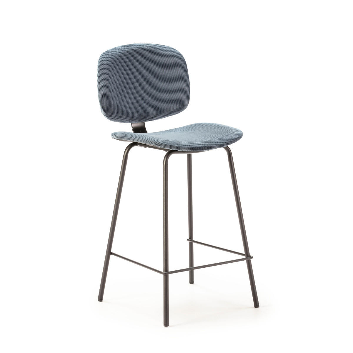 HOCKERN (Set aus 2) aus cordstoff mit schwarzen metallbeinen - arus 44/50/65 cm - Blaugrau, Textil (50/65/44cm) - Calicosy
