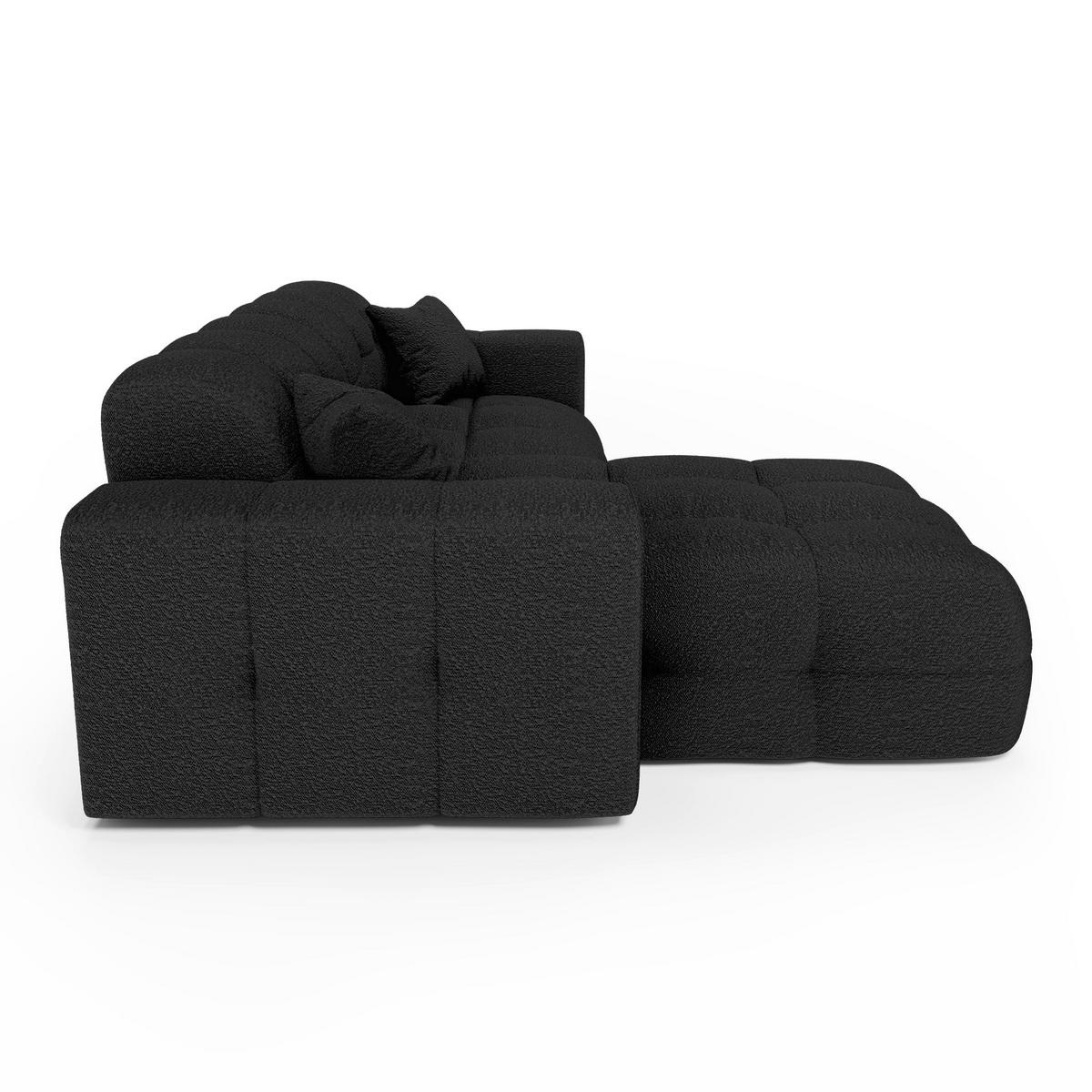ECKSOFA (links) COCOON Frottee Dunkles Anthrazit 230cm - Dunkelgrau/Anthrazit, Textil (230/155cm) - Premium Interiors