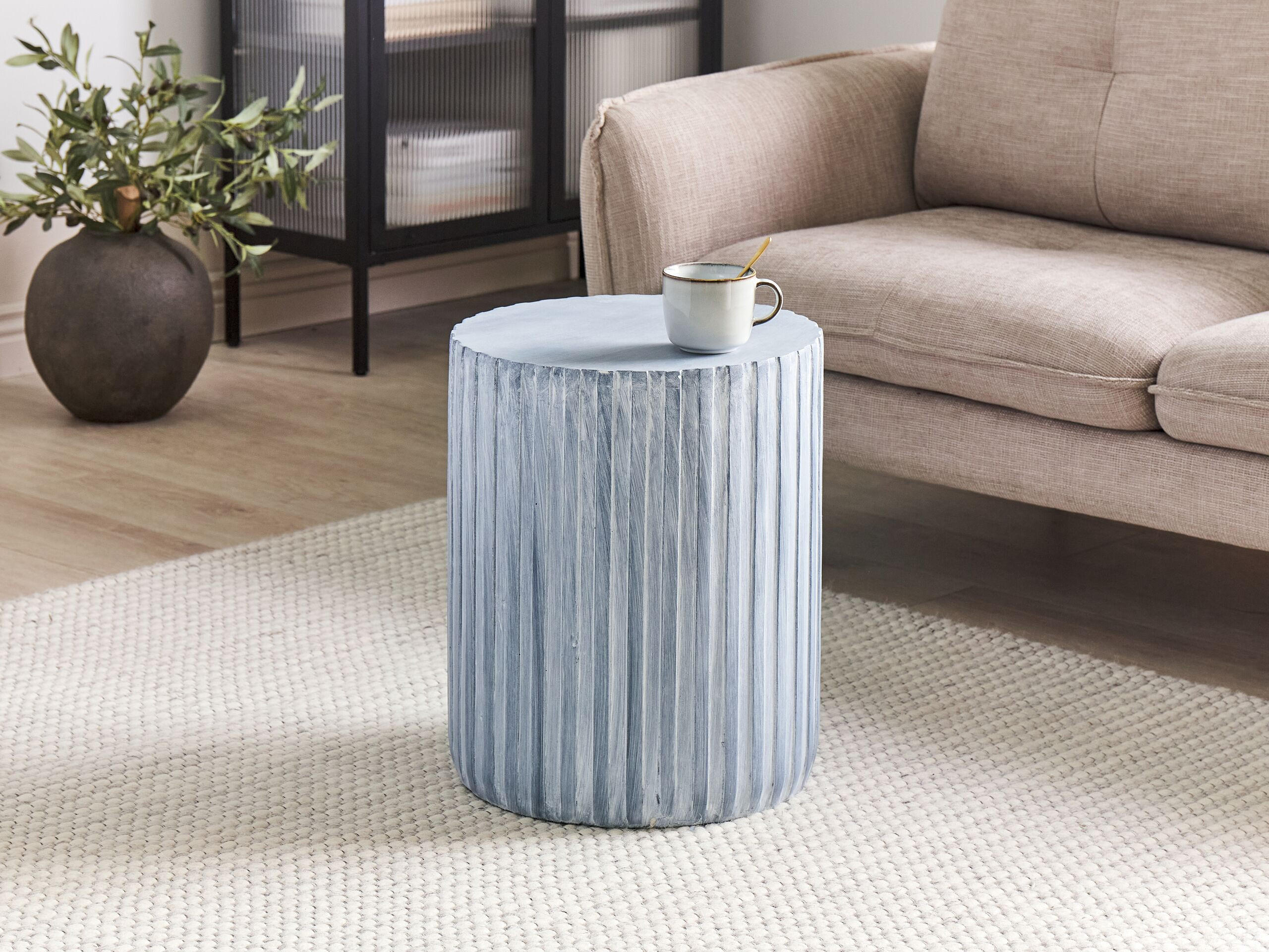 BEISTELLTISCH Beton grau rund 39 cm Amaro - Grau, Stein (39/39/48cm) - Beliani
