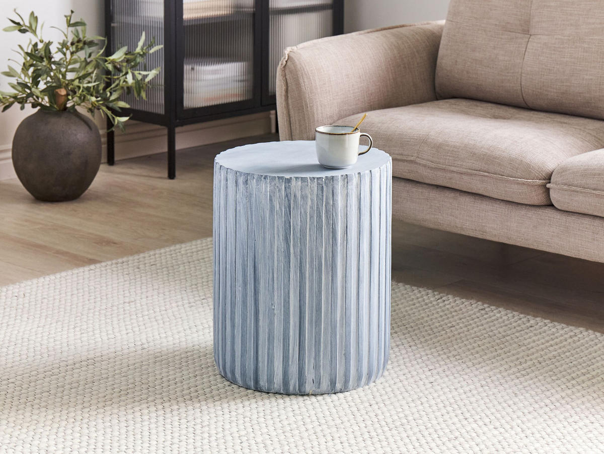 BEISTELLTISCH Beton grau rund 39 cm Amaro - Grau, Stein (39/39/48cm) - Beliani