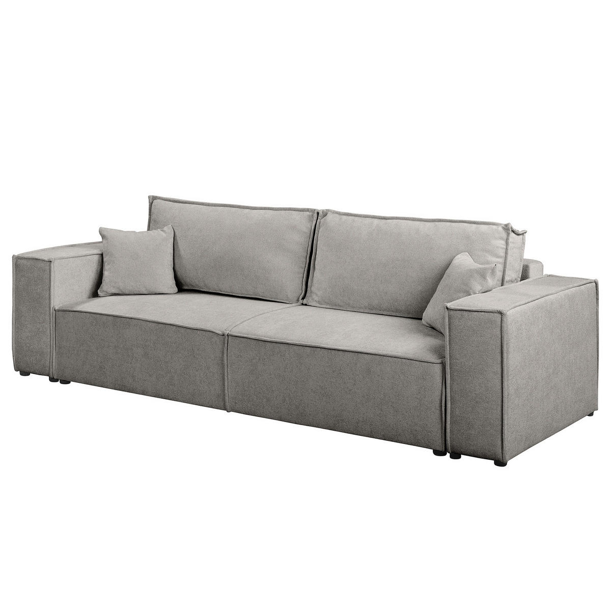 SCHLAFSOFA - Bouclé - Hellgrau/Schwarz, Kunststoff/Textil (255/70/105cm) - home24