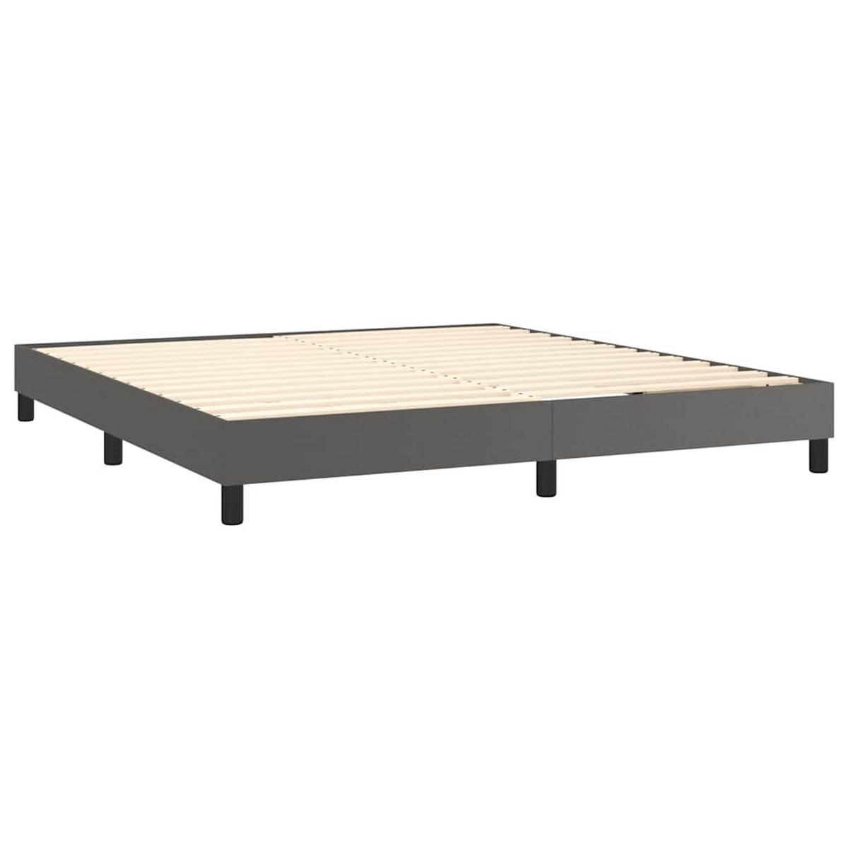 BOXSPRINGBETT 160/200 Cm Grau Kunstleder - Grau, Leder (160/203cm) - vidaXL