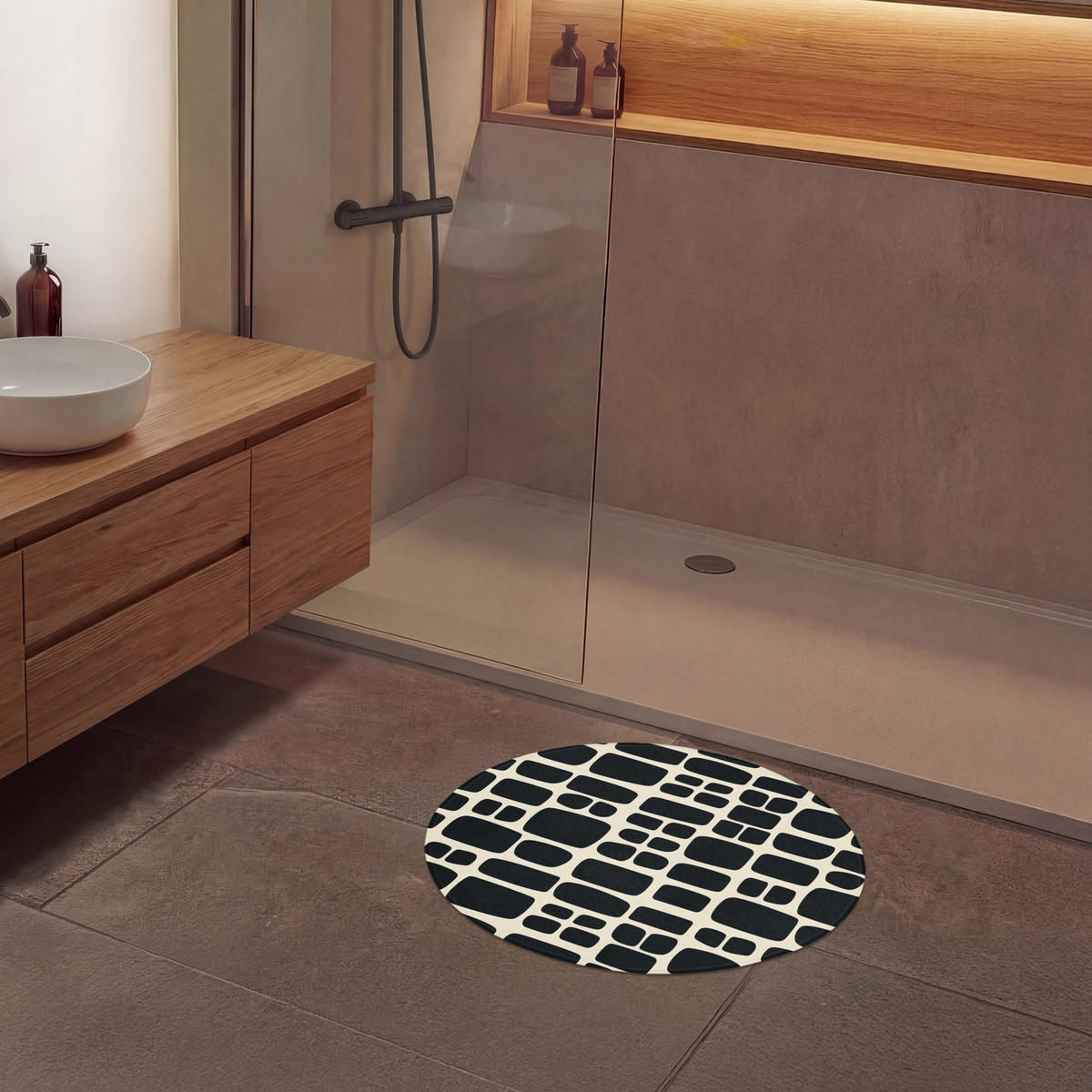 KOUPELNOVÁ PŘEDLOŽKA Moderní - organické - černé 70x70 cm - antracitová, textil/plast (70/70cm)