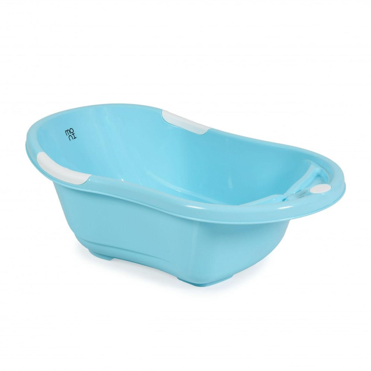 BABYBADEWANNE Lilly blau platzsparend mit Wasserablauf, Ablagefächer für Zubehör - Blau, Kunststoff (51/80cm) - Moni