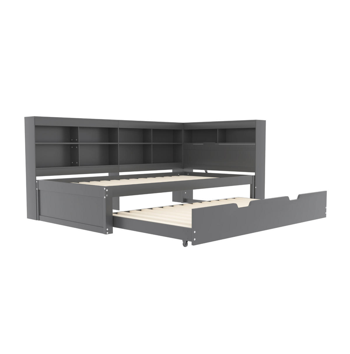 BETT 90/200 cm Grau aus Holz mit Bett und USB-Buchse - Grau, Holz (90/200cm) - OKMYHOME