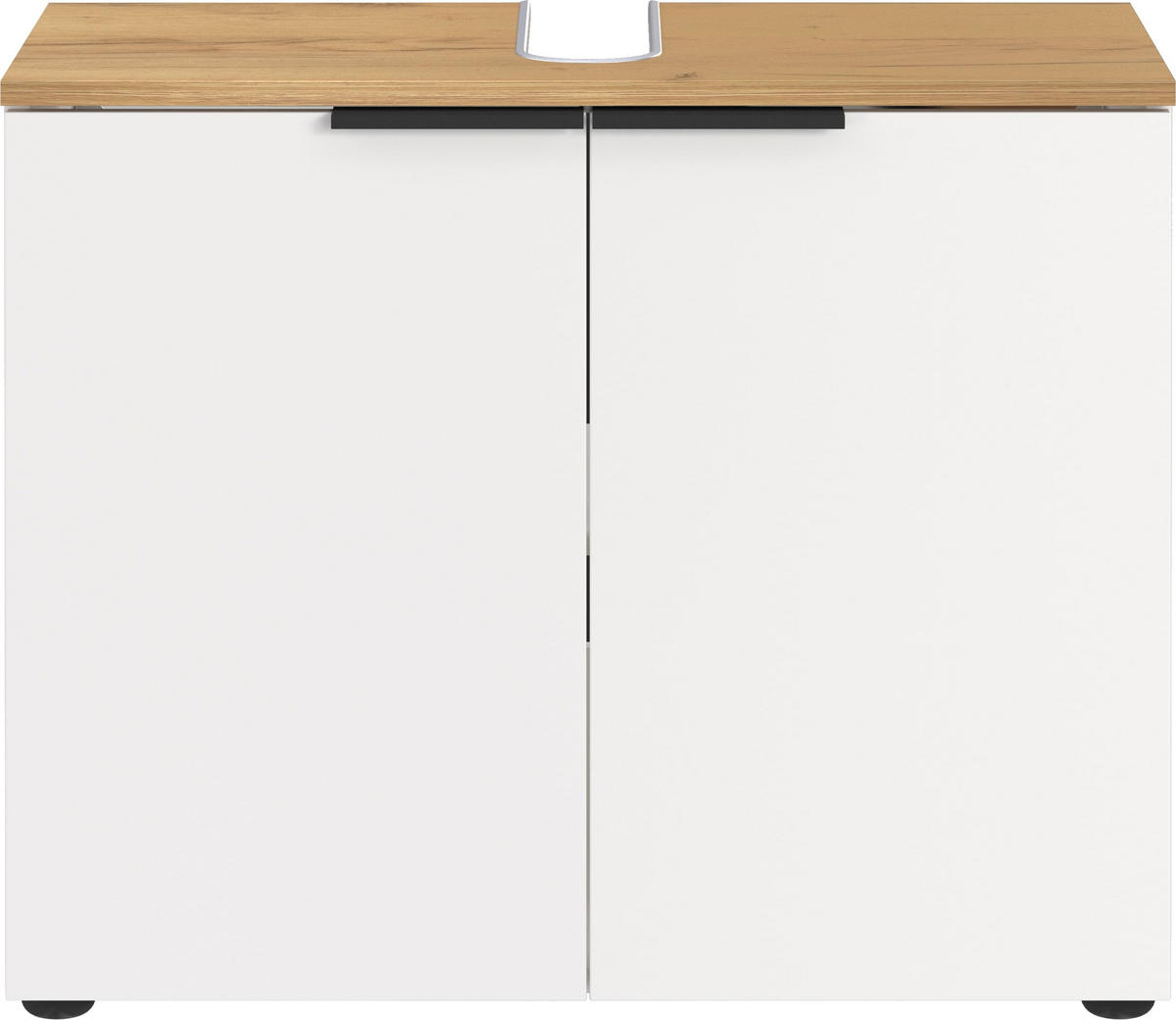 WASCHBECKENUNTERSCHRANK Weiß-Beige 70x34x58 cm mit Siphonaussparung TAHO - Weiß, Holz/Metall (70/58/34cm) - KADIMA DESIGN