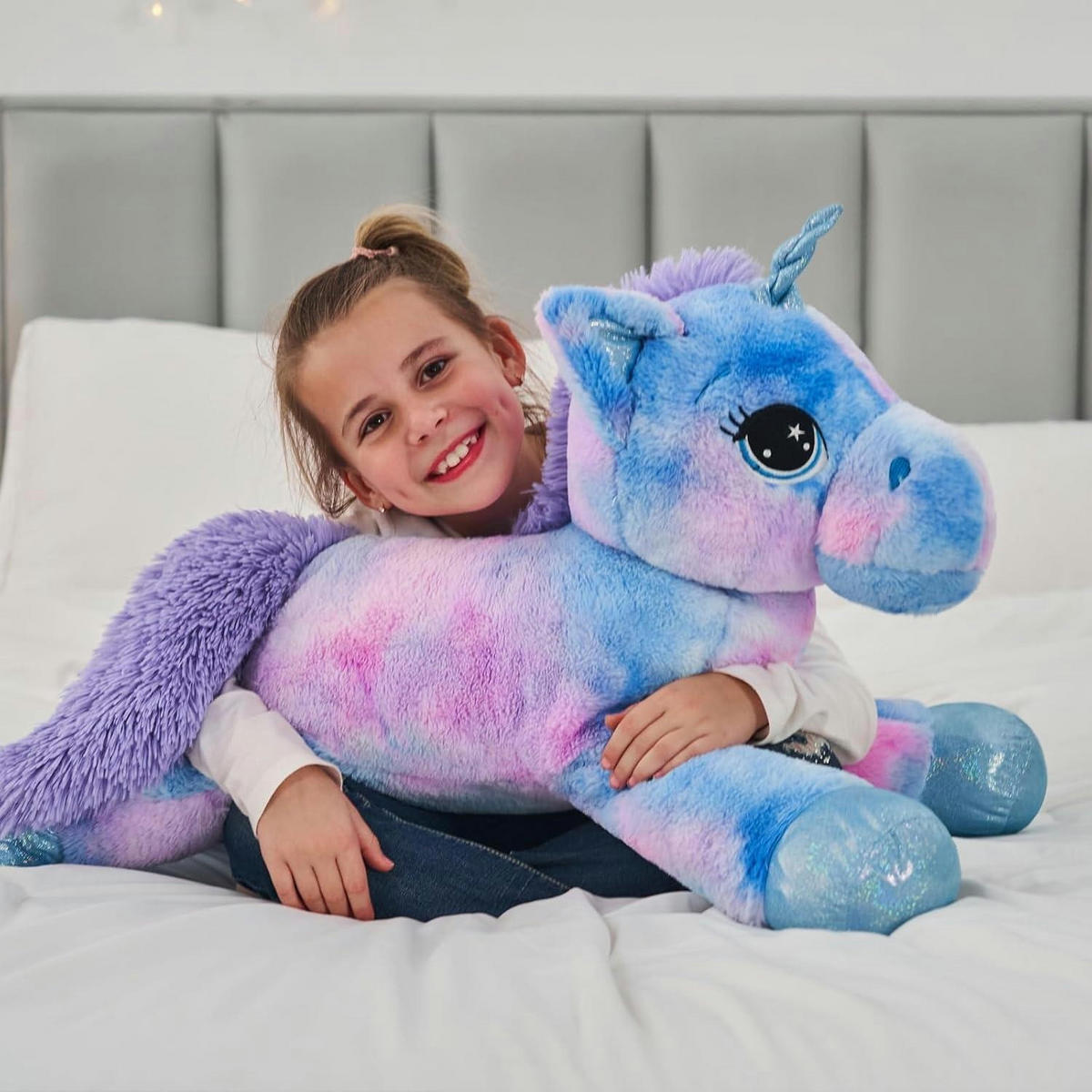 PLÜSCHTIER Einhorn 80 cm Bunt-blau - Multicolor, Textil (40/80cm)