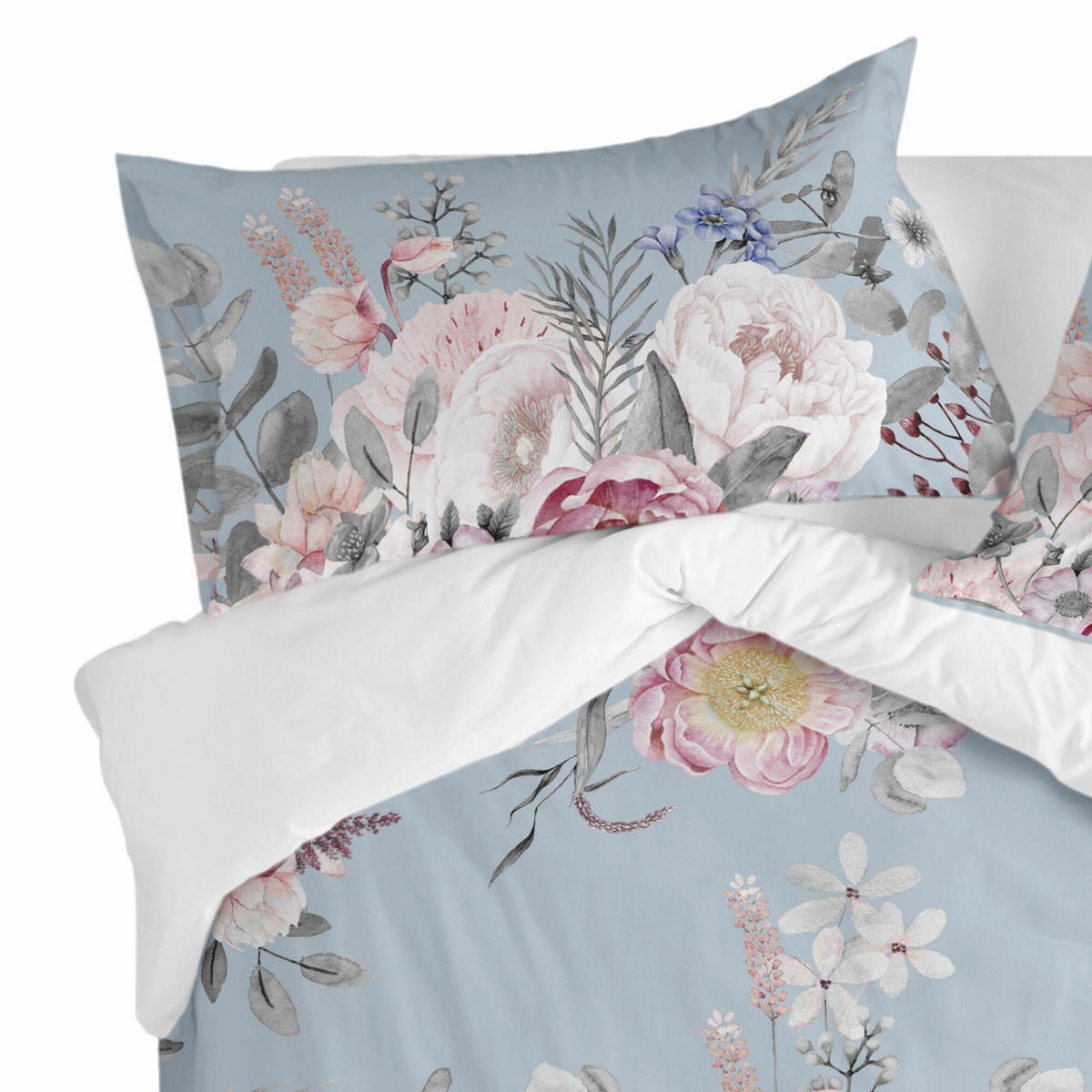 KISSENBEZUG soft bouquet 80x80 cm mehrfarbig - Multicolor, Textil (80/80cm) - Happy Friday