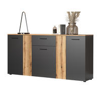 SIDEBOARD grau, Evoke Eiche 181 cm, Kommode mit viel Stauraum - Eichefarben/Anthrazit, Holzwerkstoff/Kunststoff (181/86/38cm) - Top.Furn