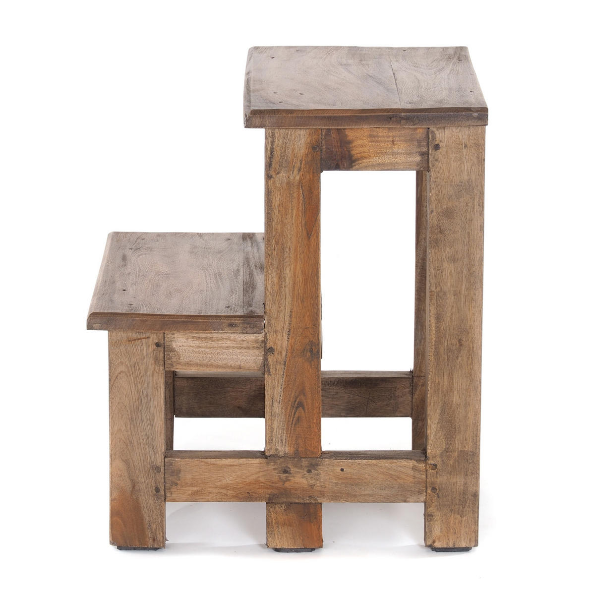 TRITTLEITER STEP Recyclingholz zweistufig 01 natur-vintage - Naturfarben, Holz (37/46/37cm) - DESIGN DELIGHTS