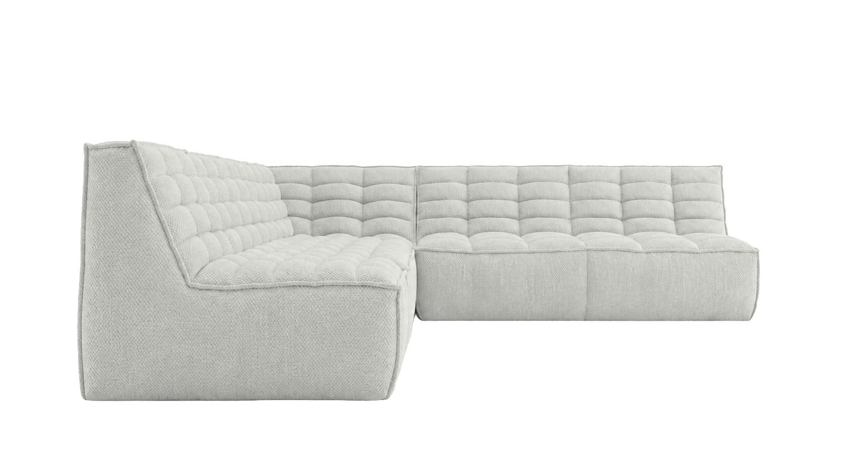 ECKSOFA Modulare L-Form, Plüschstoff Pop, Ice, Links, LAZY L - Weiß, Holz (333/253cm) - Kaiser Möbel