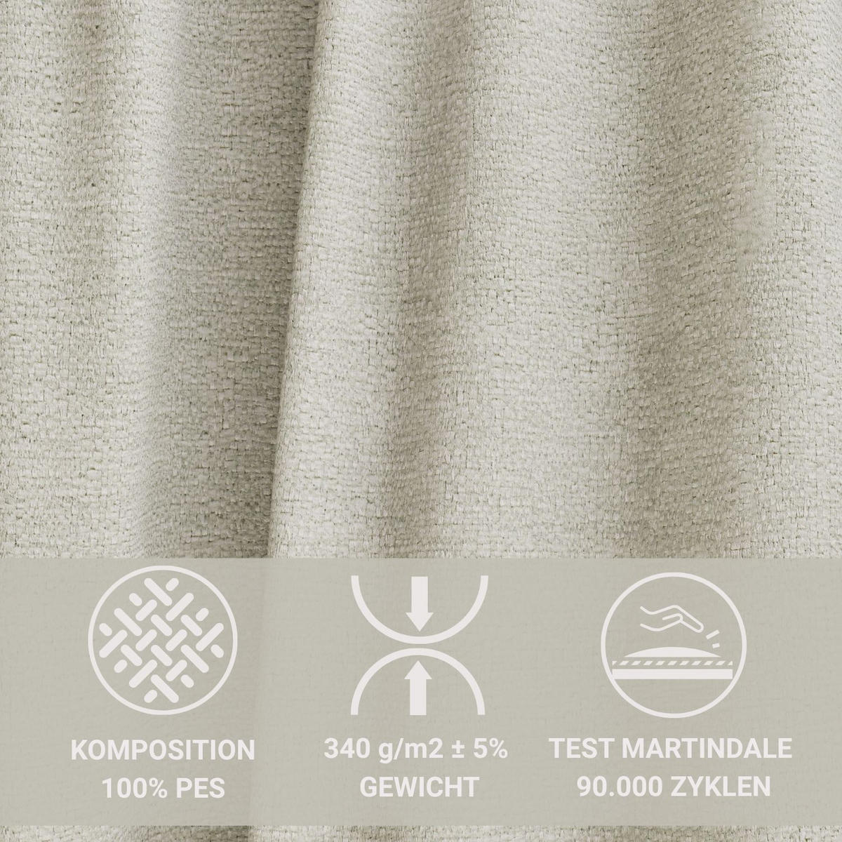 SOFA MIT SCHLAFFUNKTION Milos Creme Webstoff - Creme/Schwarz, Holz/Holzwerkstoff (255/70/105cm) - Maison de Reve