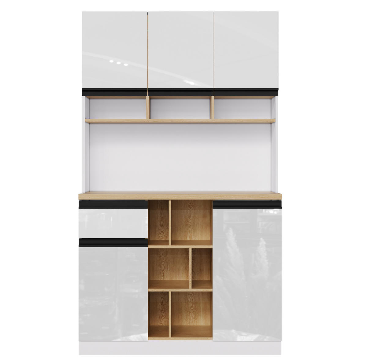 KUHINJSKI ormarić 105/45/185 cm, MDF bijeli visoki sjaj - bijela, drvni materijal (105/185/45cm) - BEAOK