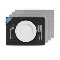 PLATZSET Lederimitat Schwarz/Hellgrau (Struktur) 4er Set - Hellgrau, Kunststoff (33/46cm) - Bestlivings